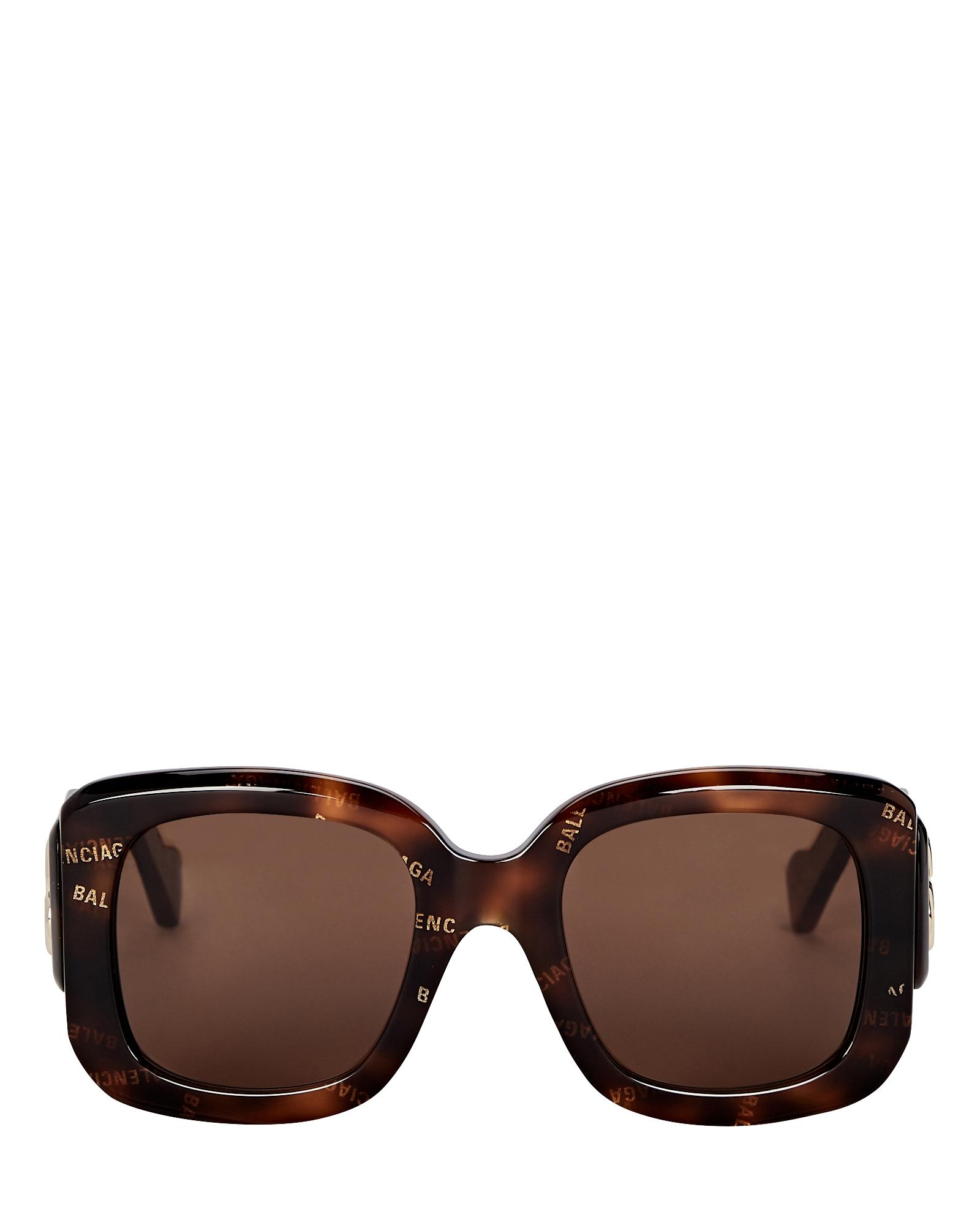 Balenciaga Oversized Square Logo Sunglasses in Brown | Lyst