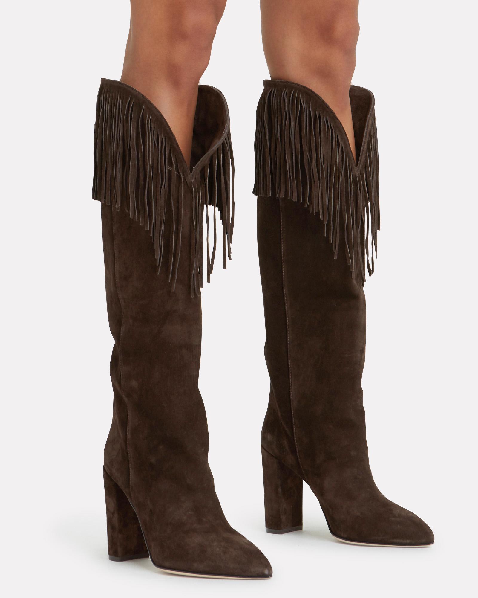brown booties with fringe