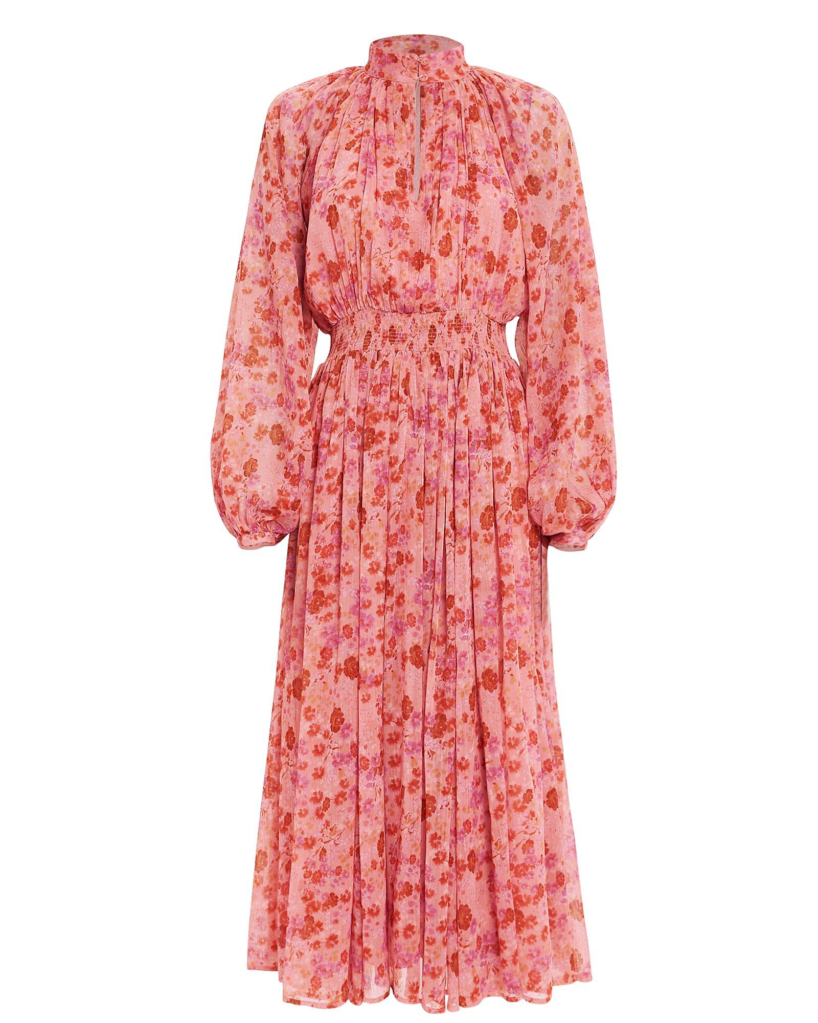 Chiffon Midi Dress in Floral (Pink ...