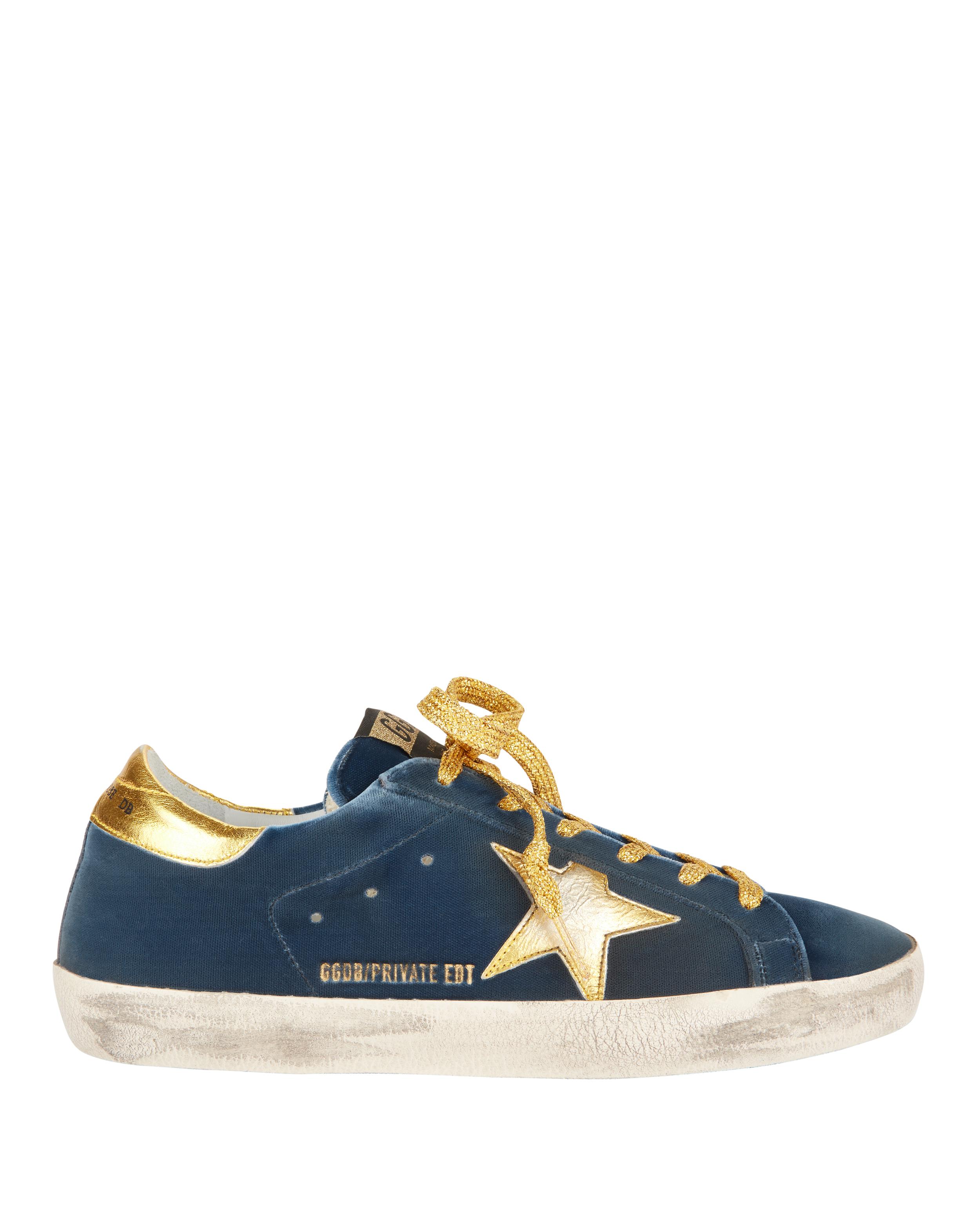 golden goose blue velvet sneakers