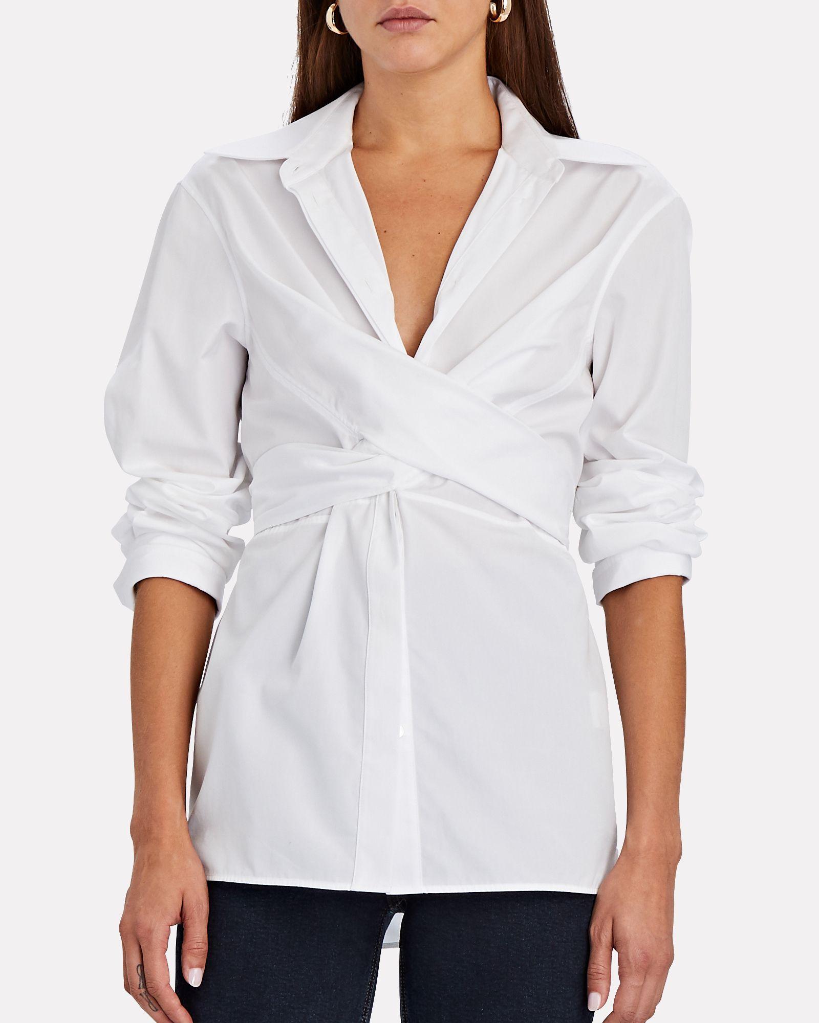 Helmut Lang Cotton Poplin Wrap Button 