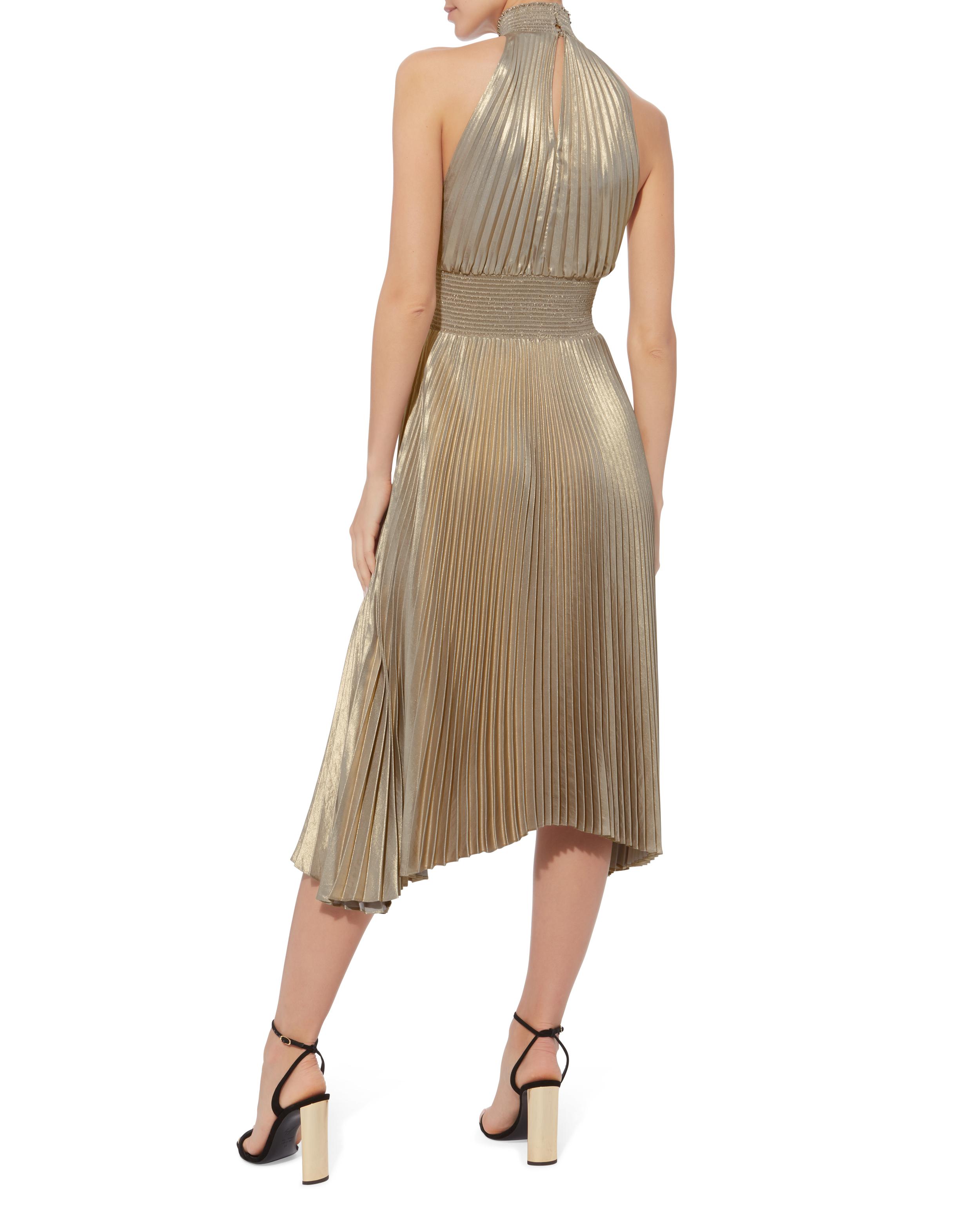 A.L.C. Synthetic Renzo Metpleated Dress in Gold (Metallic) - Lyst