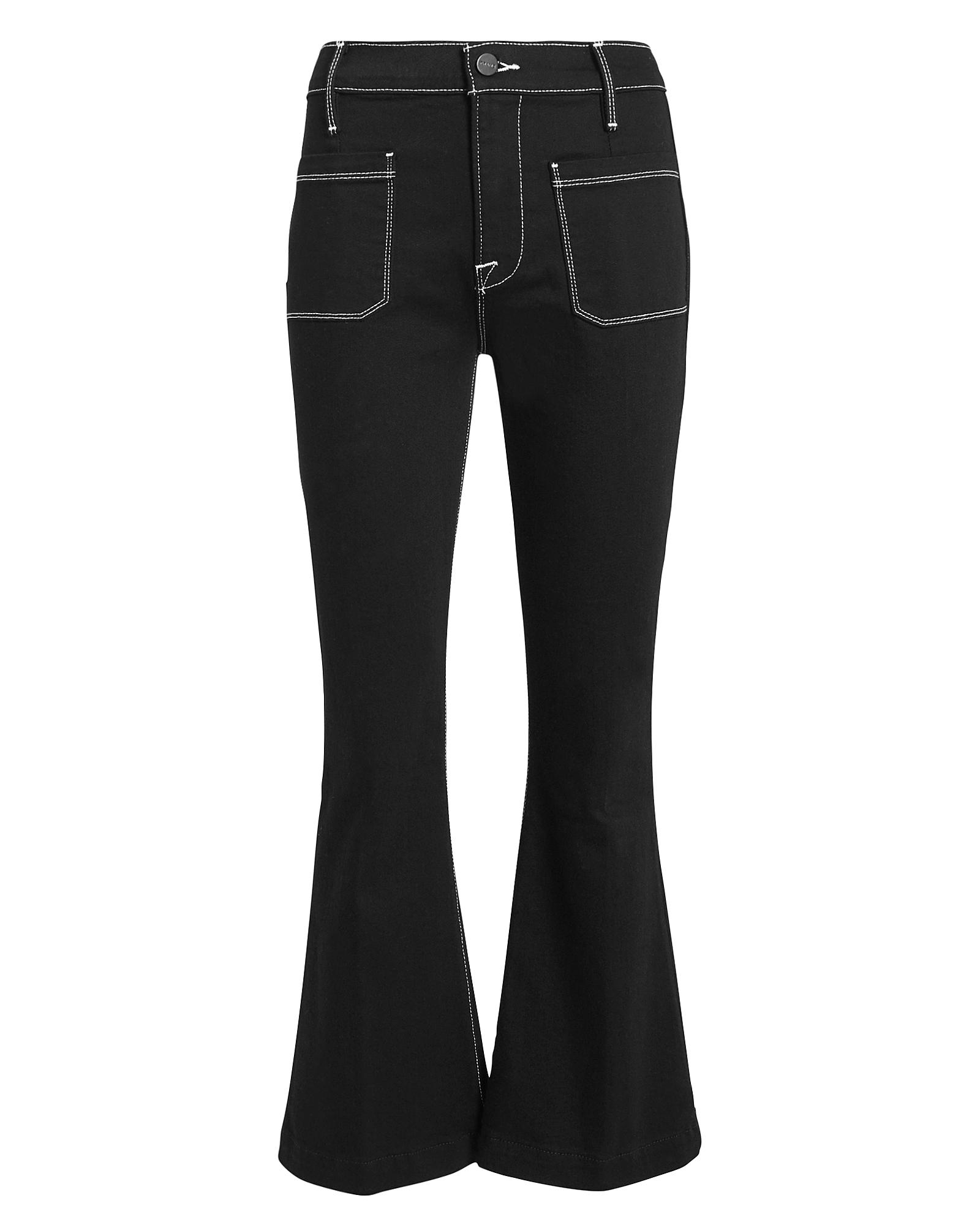 FRAME Bardot Flare Contrast Stitch Jeans in Black | Lyst