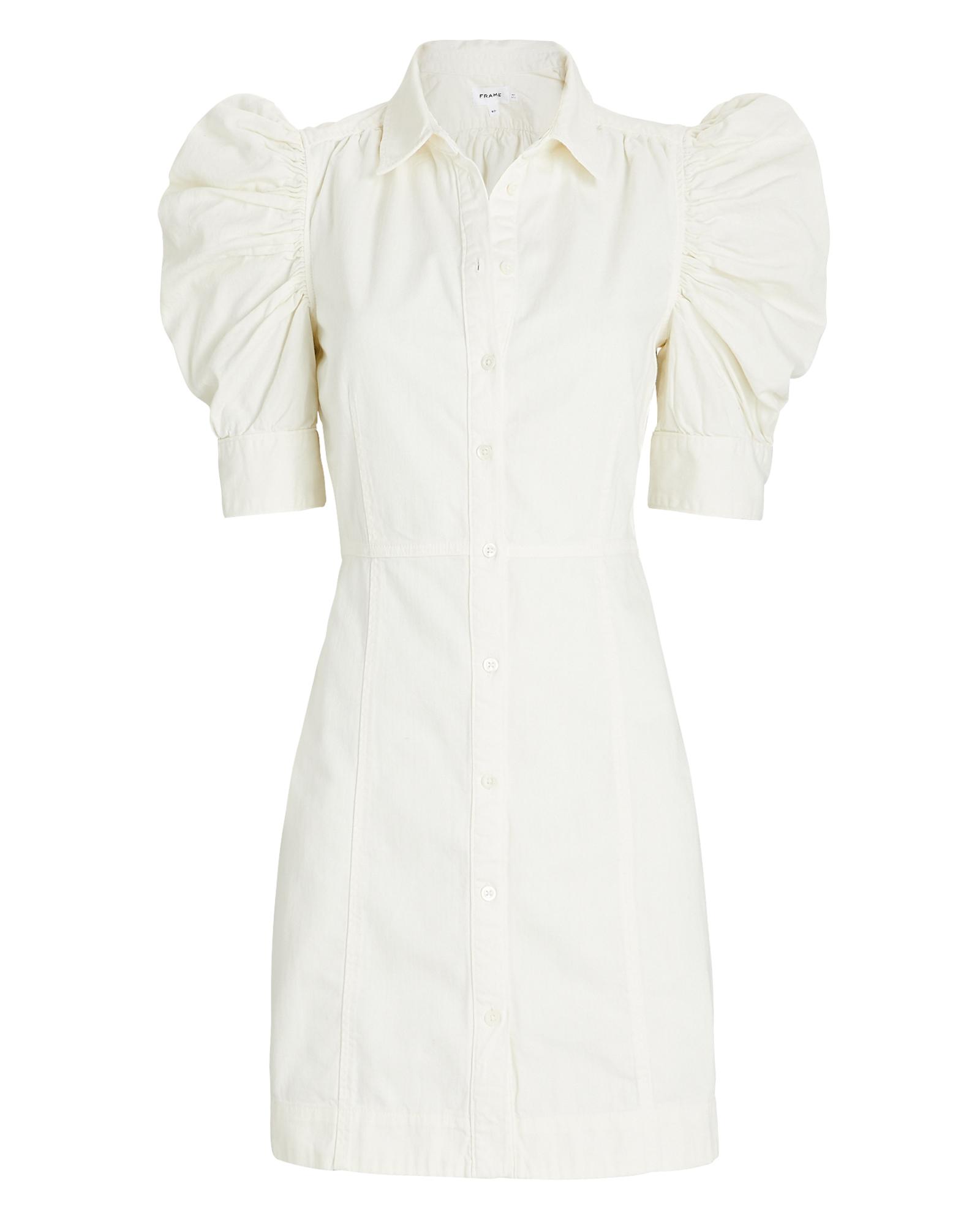 FRAME Gillian Puff Sleeve Mini Dress in White | Lyst