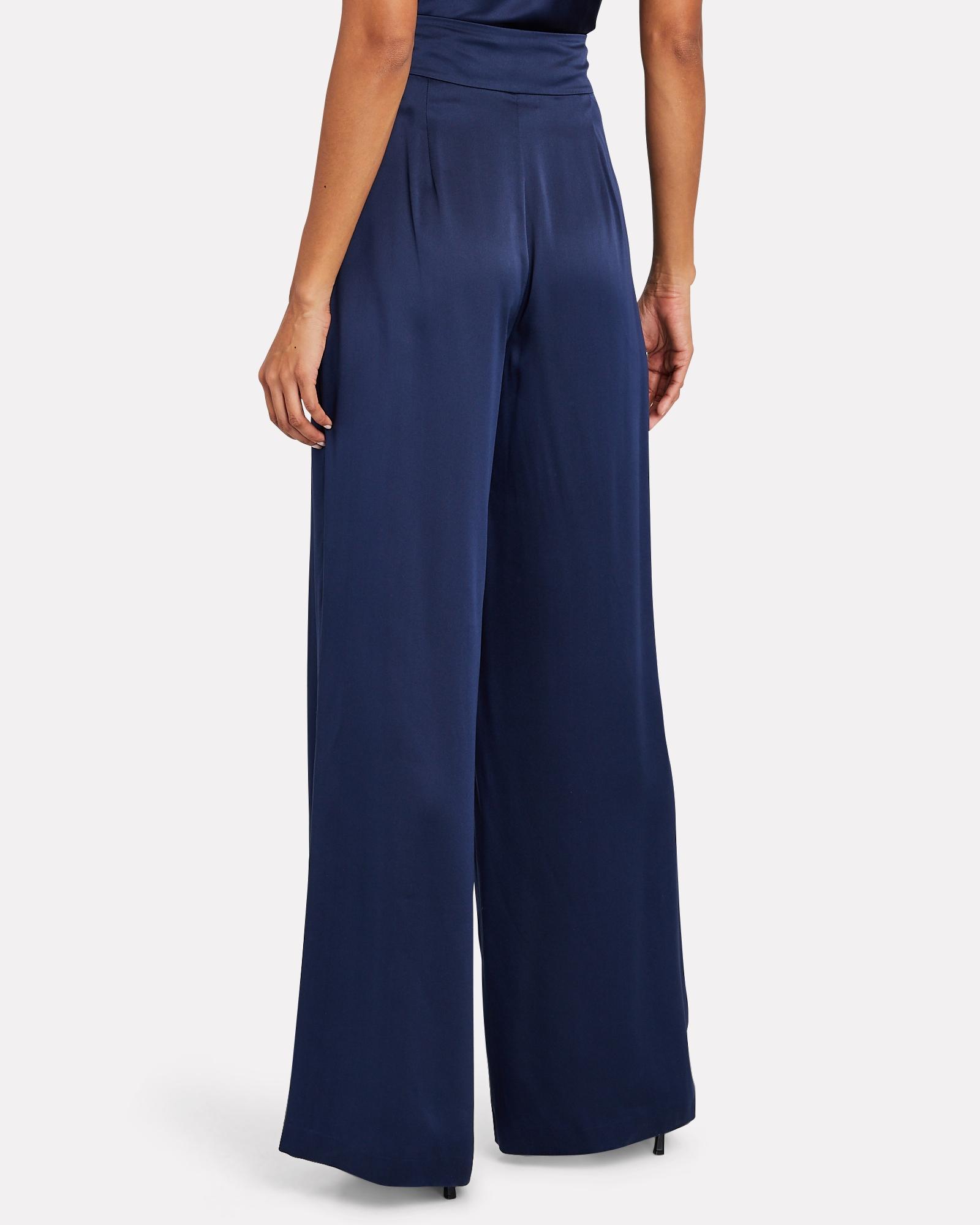 Intermix Siobhan Silk Wide-leg Pants in Blue | Lyst