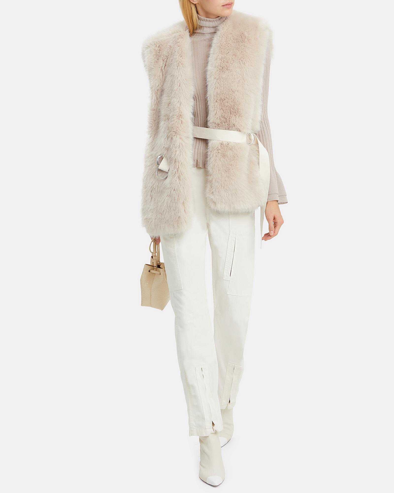 Helmut Lang Faux Fur Beige Vest in Beige/White (Natural) - Lyst