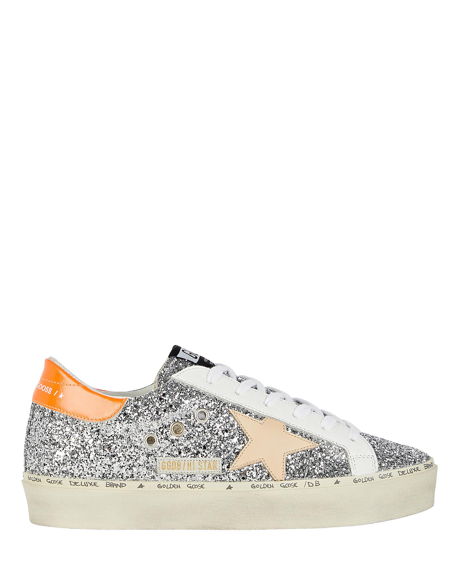 Golden Goose Deluxe Brand Hi Star Lowtop Glitter Sneakers in Silver