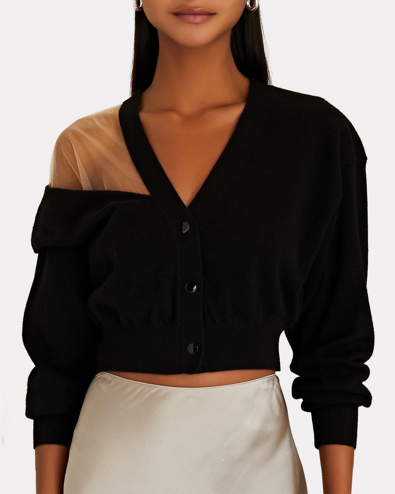 Alexander Wang Draped Cut out Wool blend Cardigan in Black Lyst