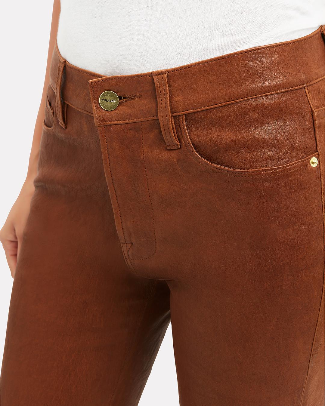 FRAME Cognac Skinny Leather Pants in 