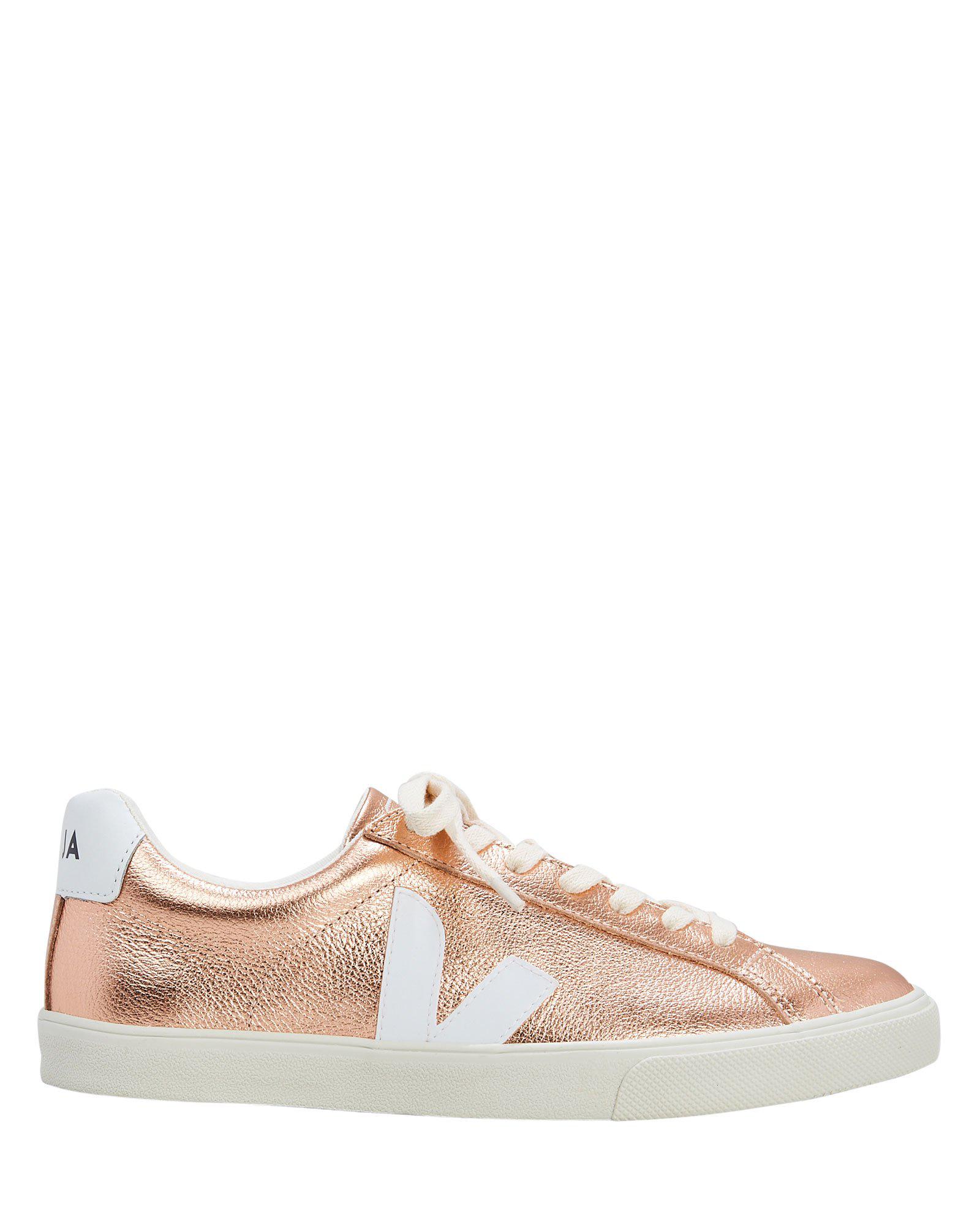 Veja Leather Esplar Rose Gold Low-top Sneakers in Metallic | Lyst