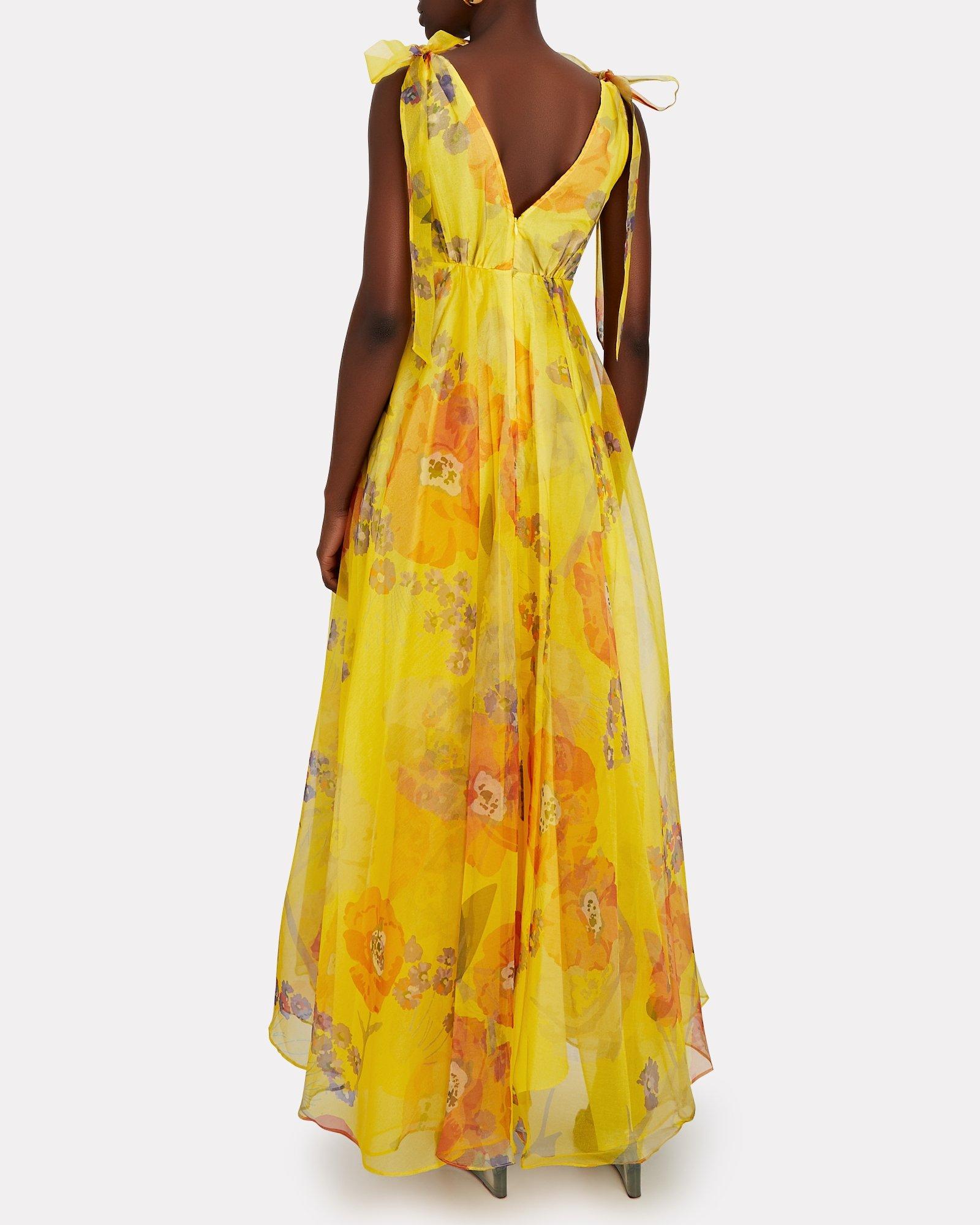 STAUD Dandelion Floral Organza Maxi Dress in Yellow | Lyst