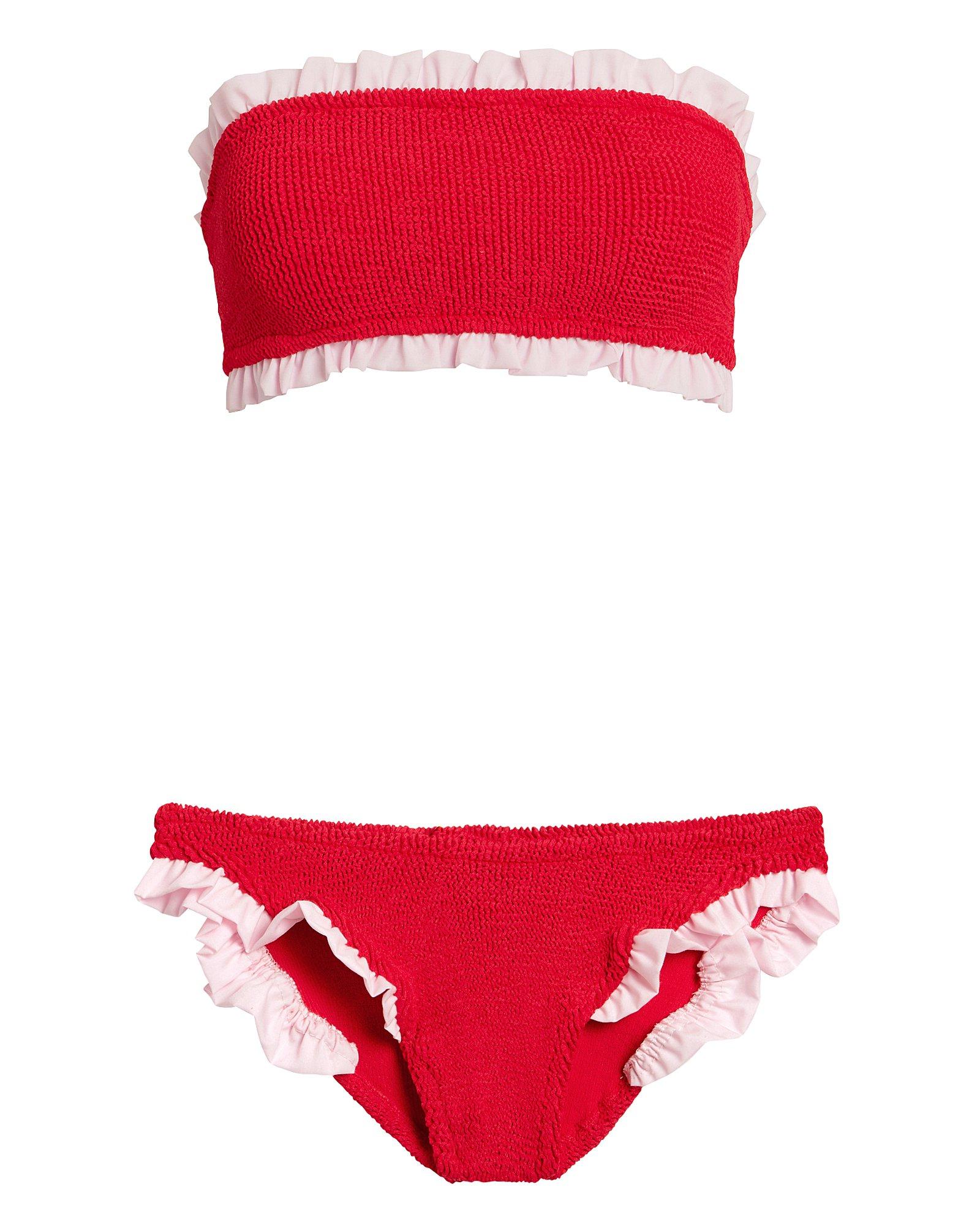 Hunza G Tracey Red Ruffle Bandeau Bikini