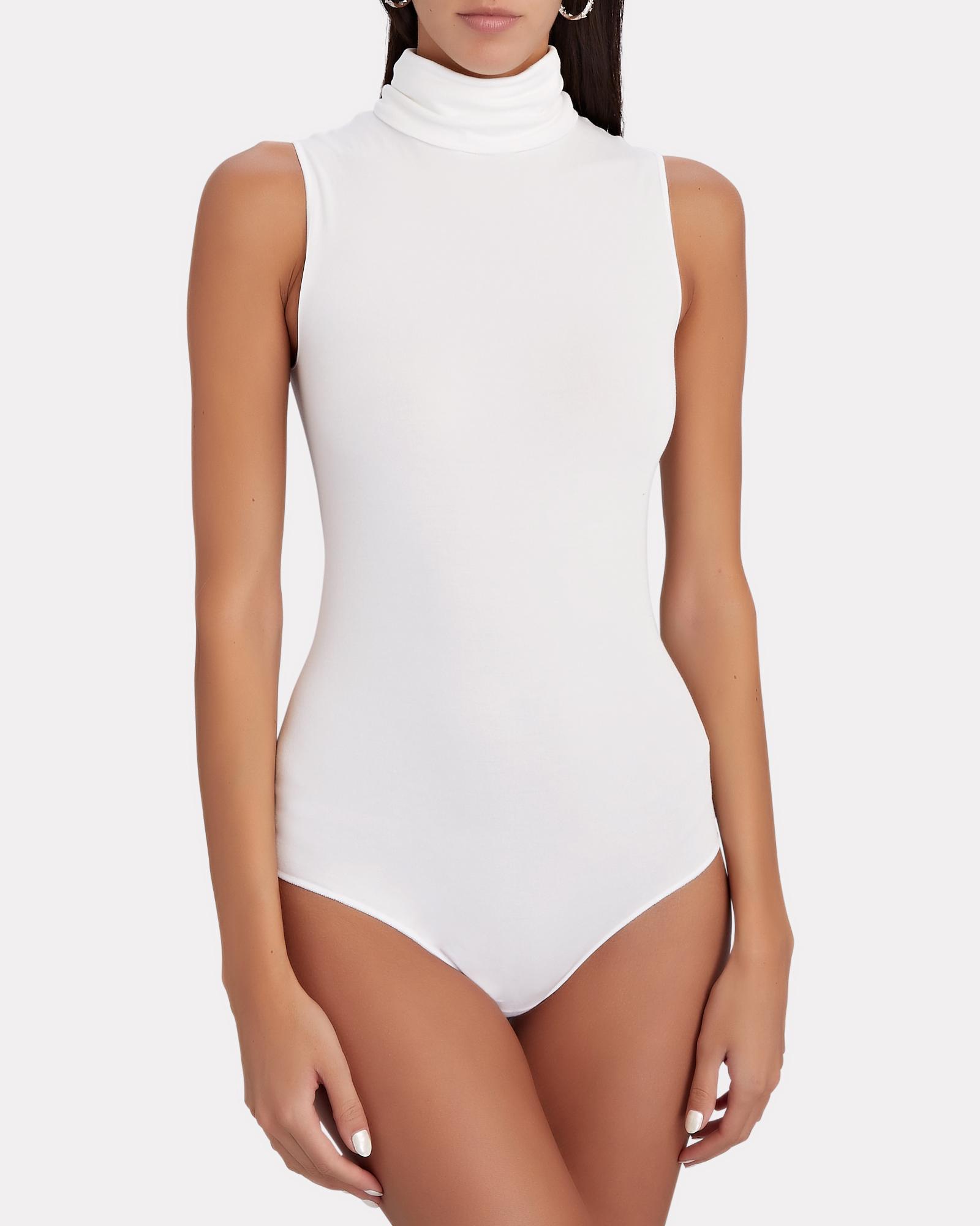 Wolford Turtleneck Thong Bodysuit in White