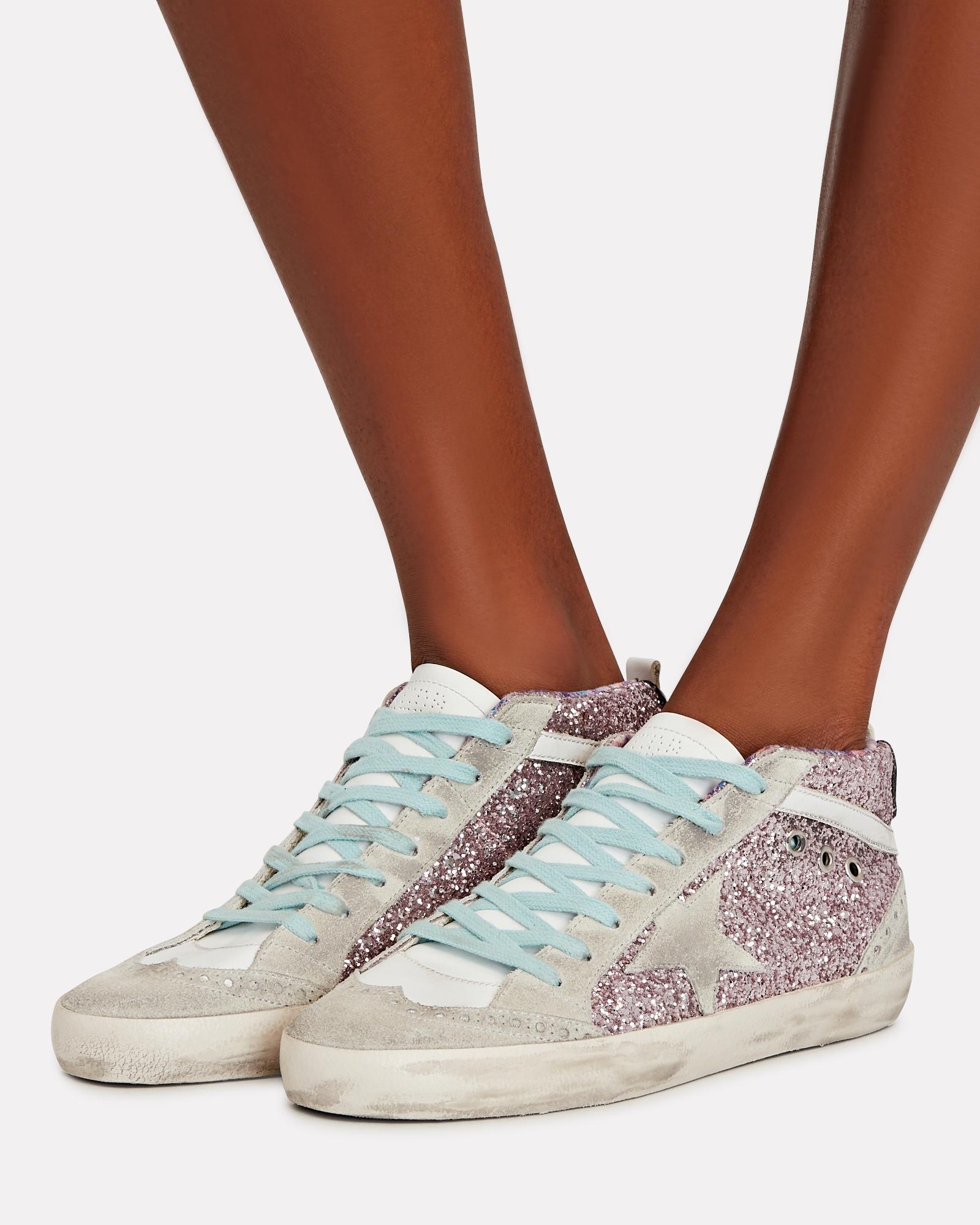 Golden Goose Mid Star Glitter Sneakers in Pink | Lyst