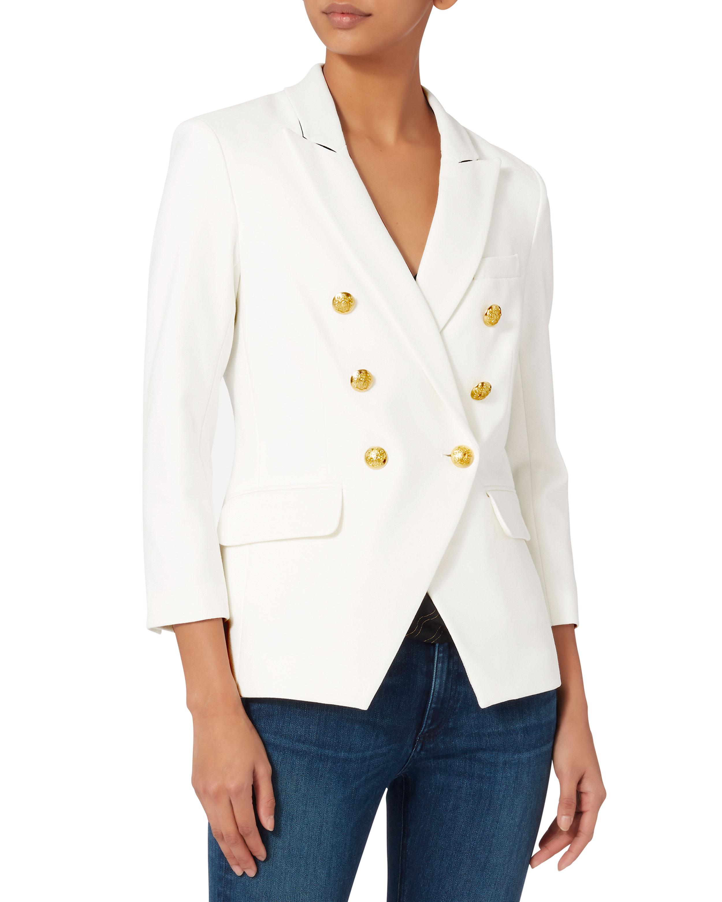 Veronica Beard Synthetic Empire Double Breasted Blazer In White Lyst 