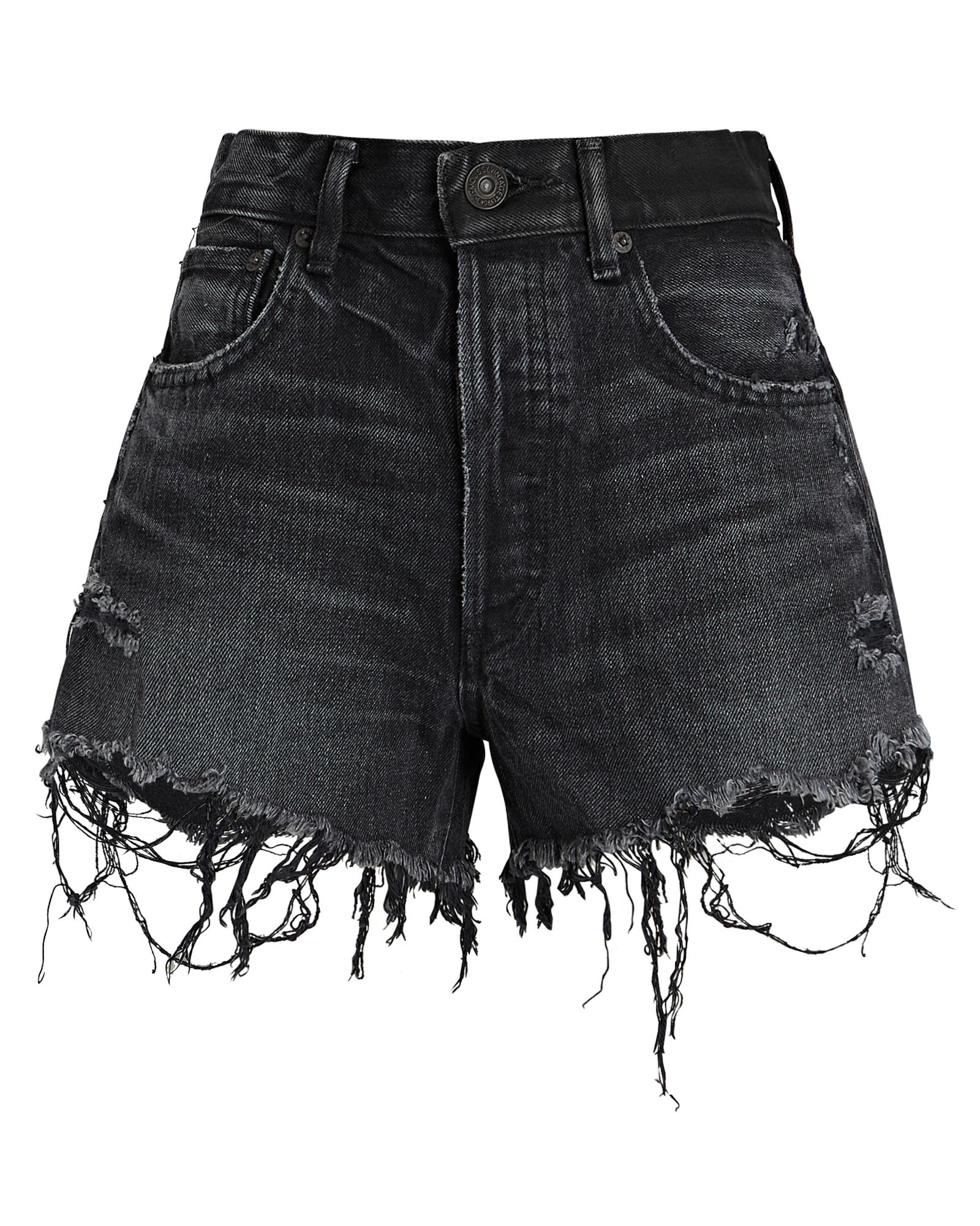 Black denim cut off shorts 2025