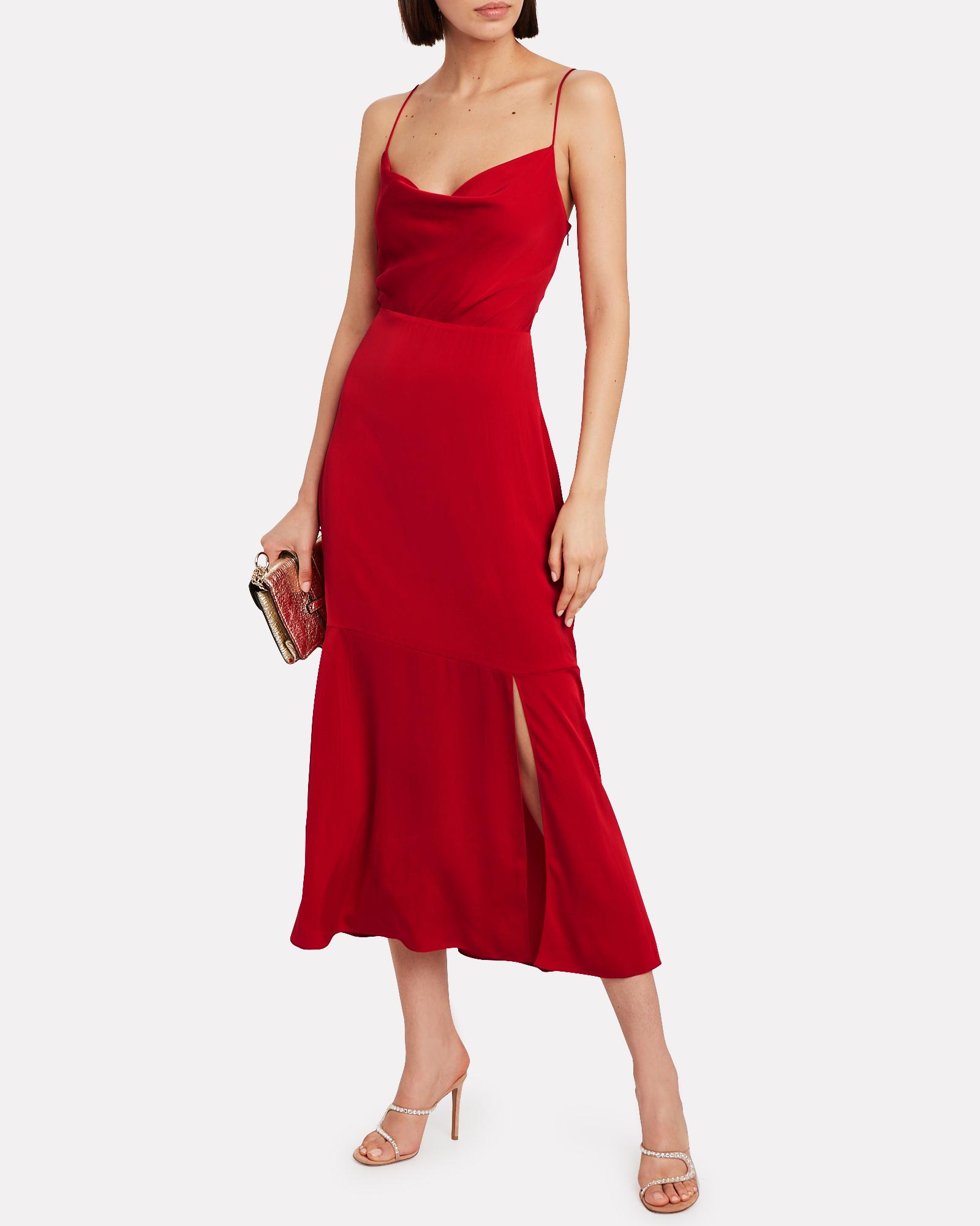 Intermix Paris Silk Slip Dress in Red ...