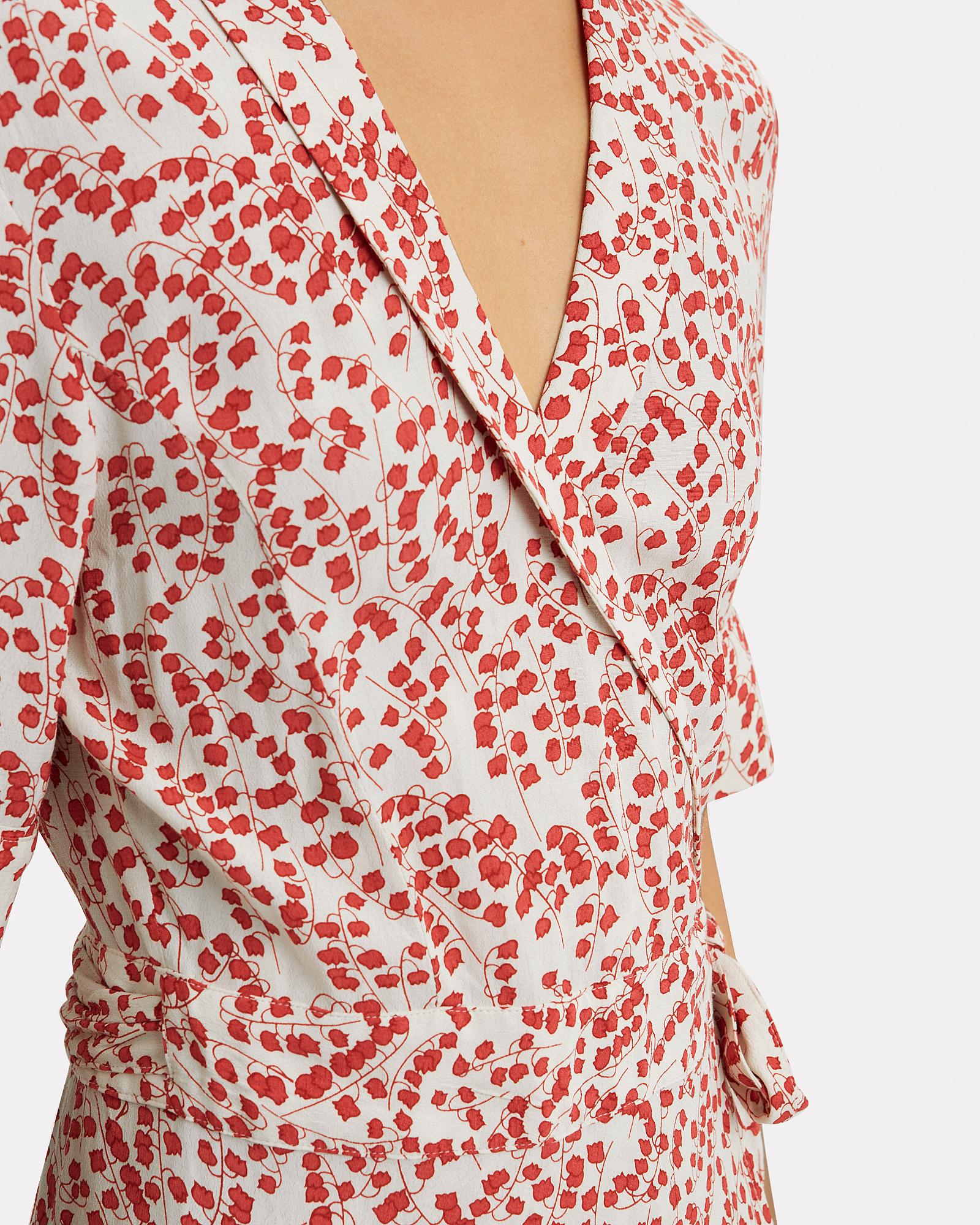 red and white wrap dress