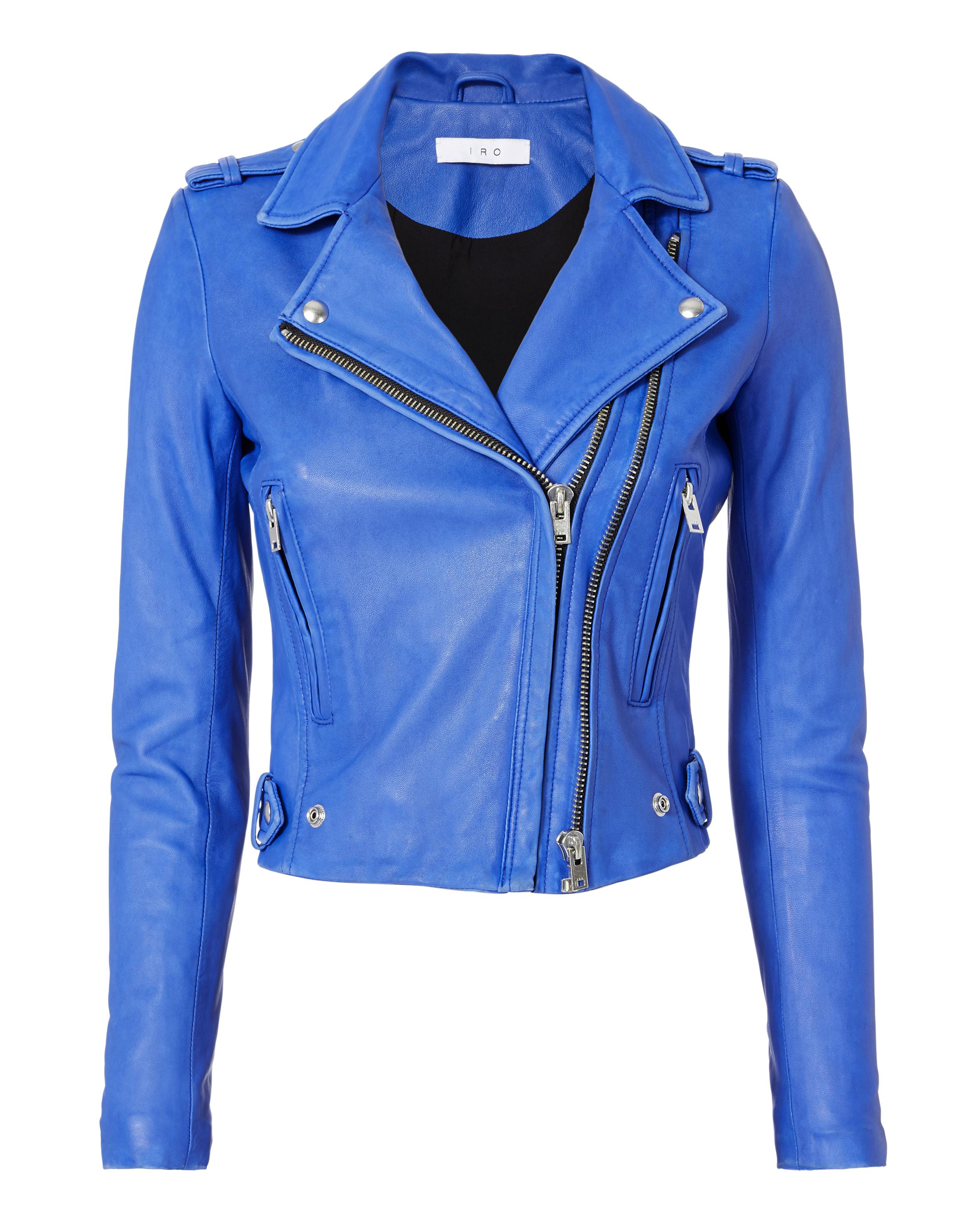 Lyst - Iro Dylan Blue Leather Moto Jacket in Blue