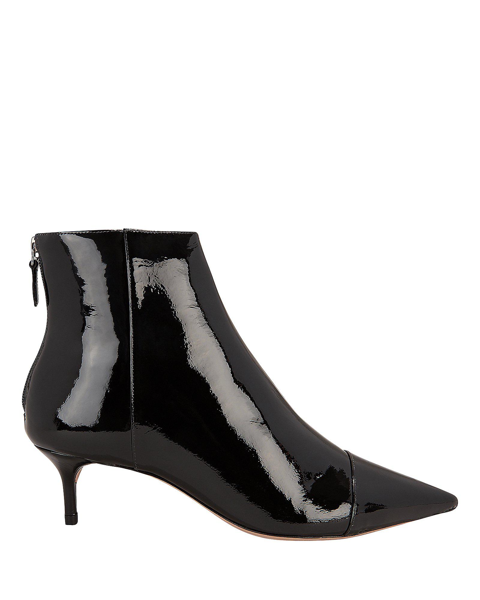 patent leather kitten heel boots