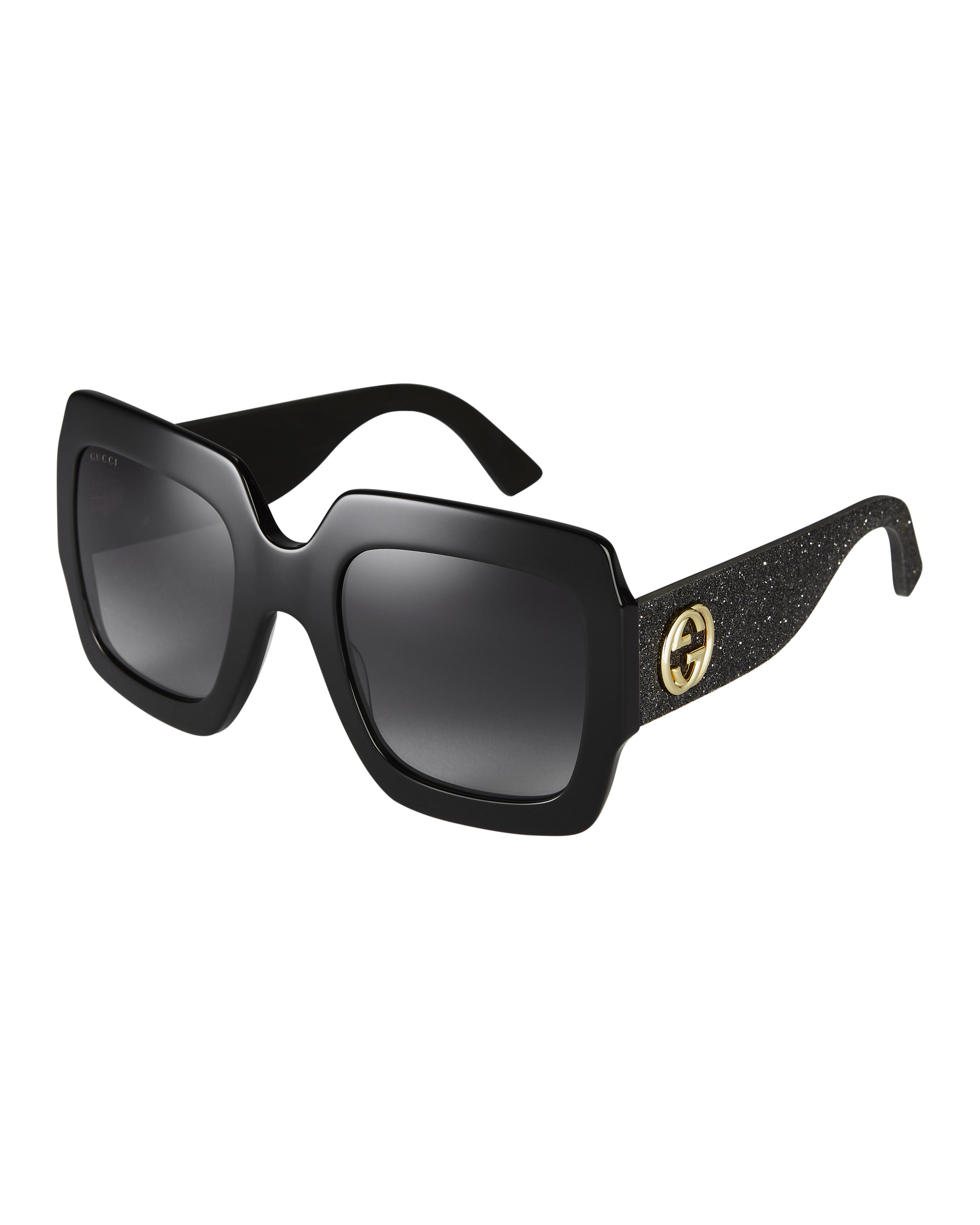 Gucci Oversized Glitter Square Sunglasses in Black | Lyst