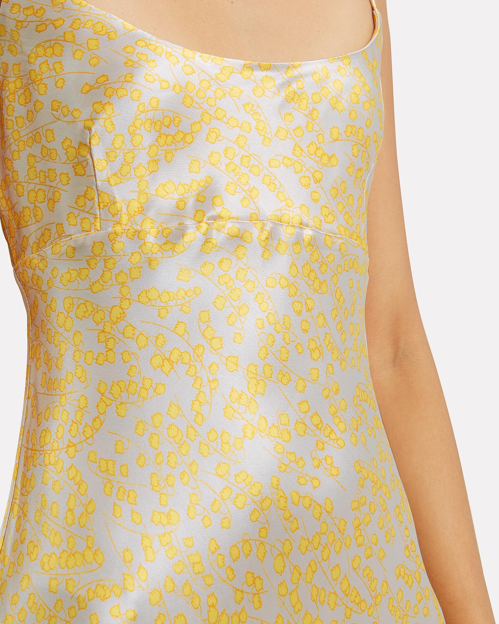 ganni yellow slip dress