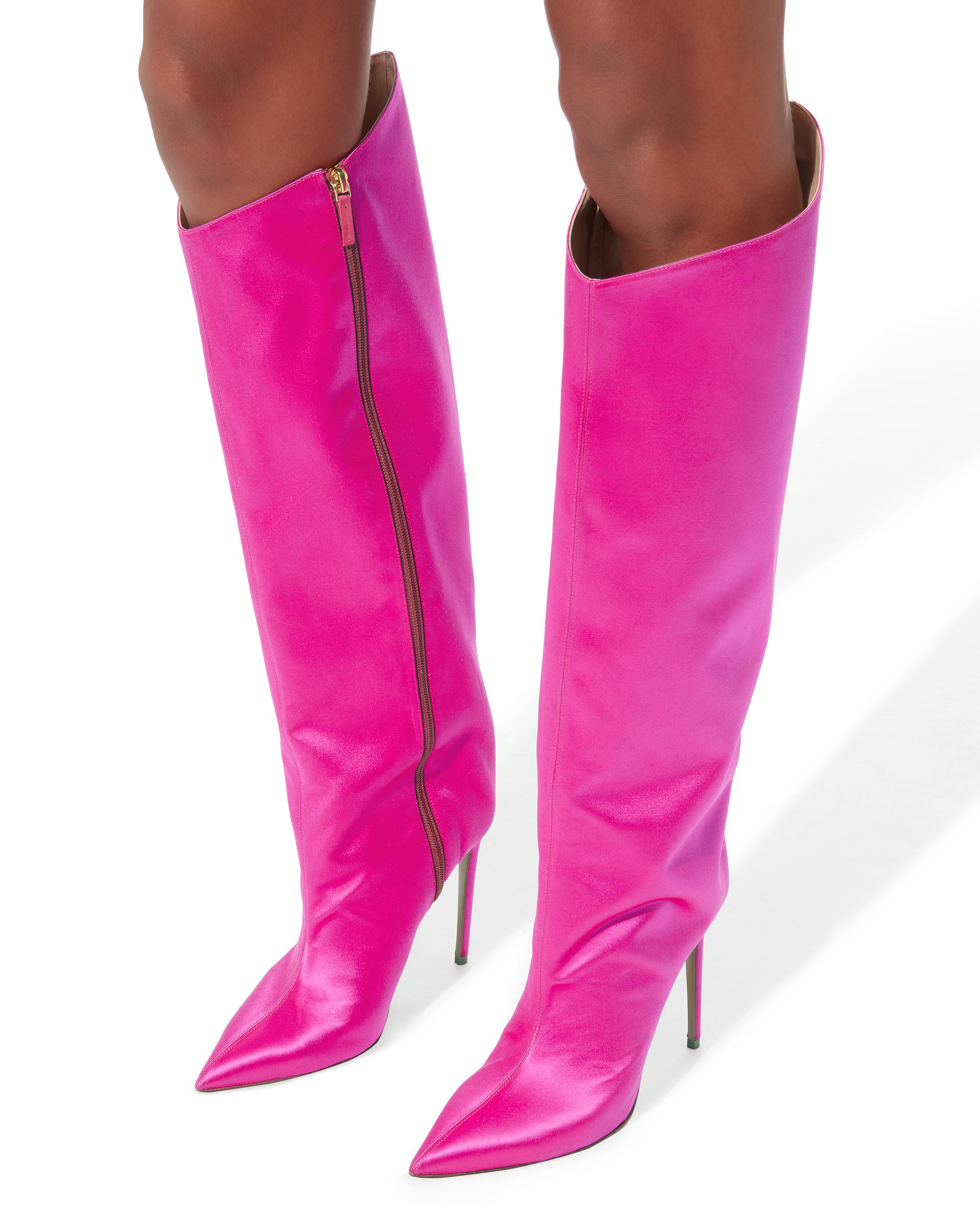 Alexandre Vauthier Satin Alex Shocking Pink Boots Lyst