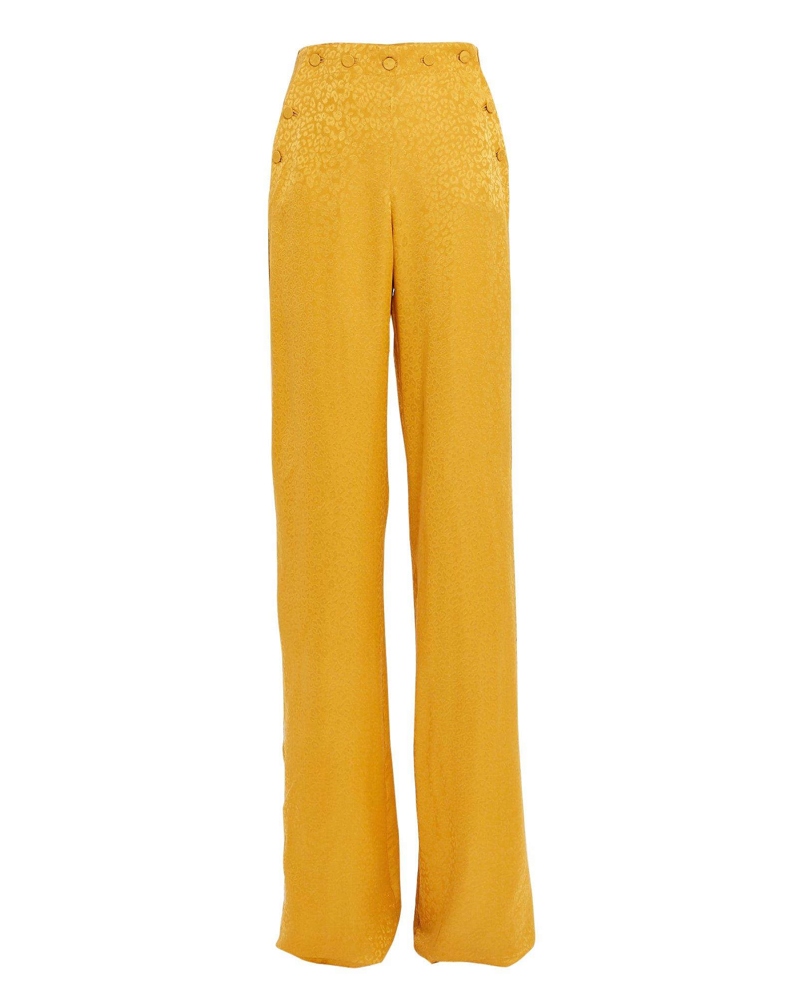 yellow satin pants