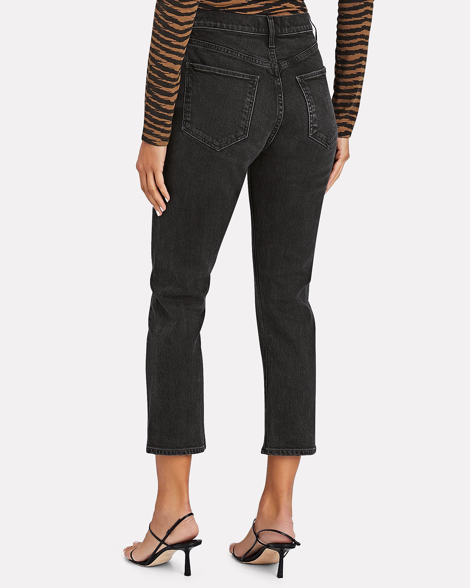 Agolde Denim Riley High-rise Straight Cropped Jeans in Black - Lyst