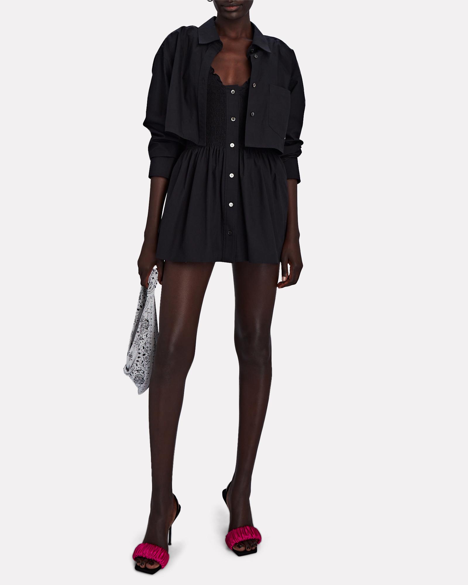 T By Alexander Wang Layered Cotton Mini Shirt Dress in Black | Lyst