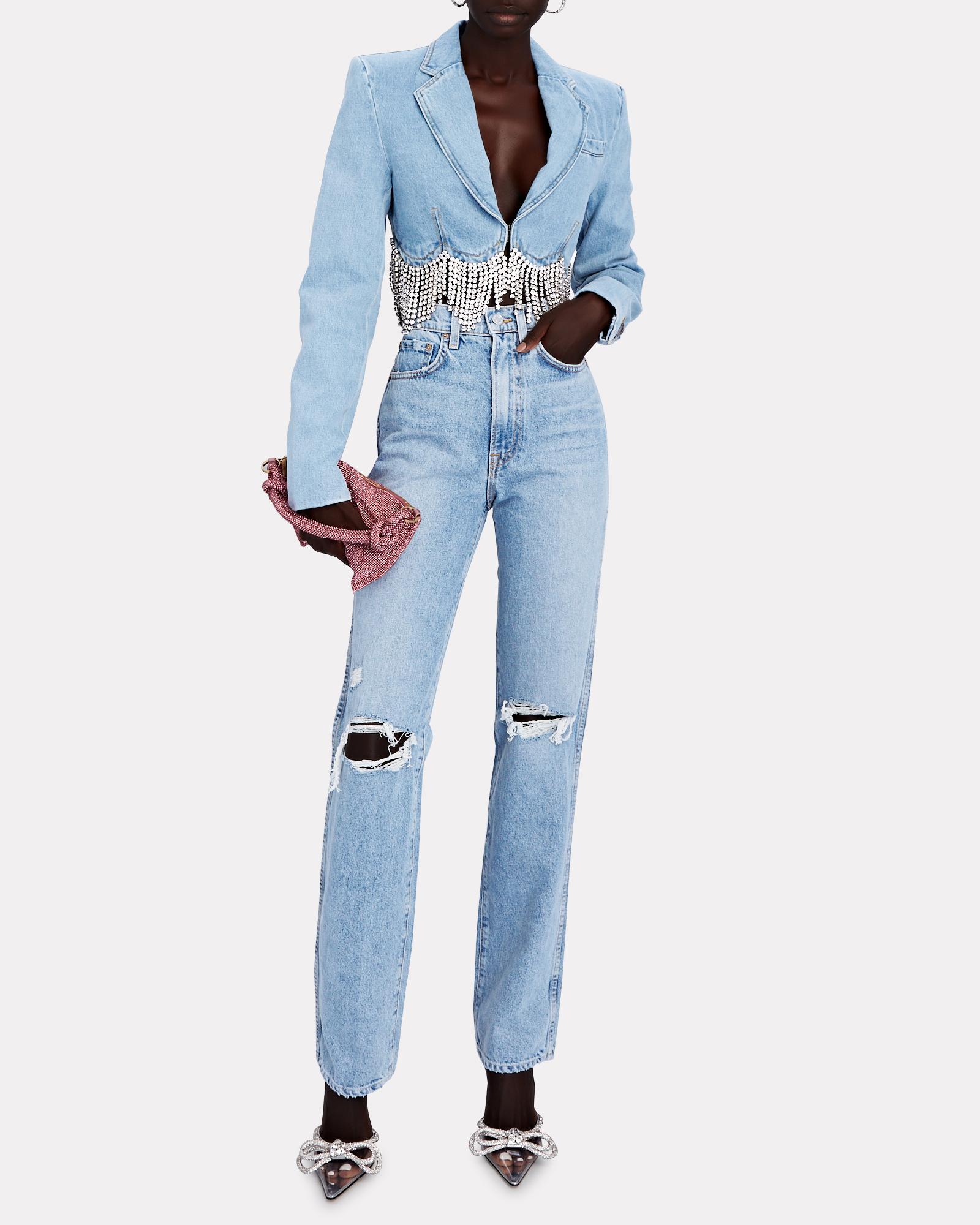 GRLFRND Sara High-rise Straight-leg Jeans in Blue | Lyst