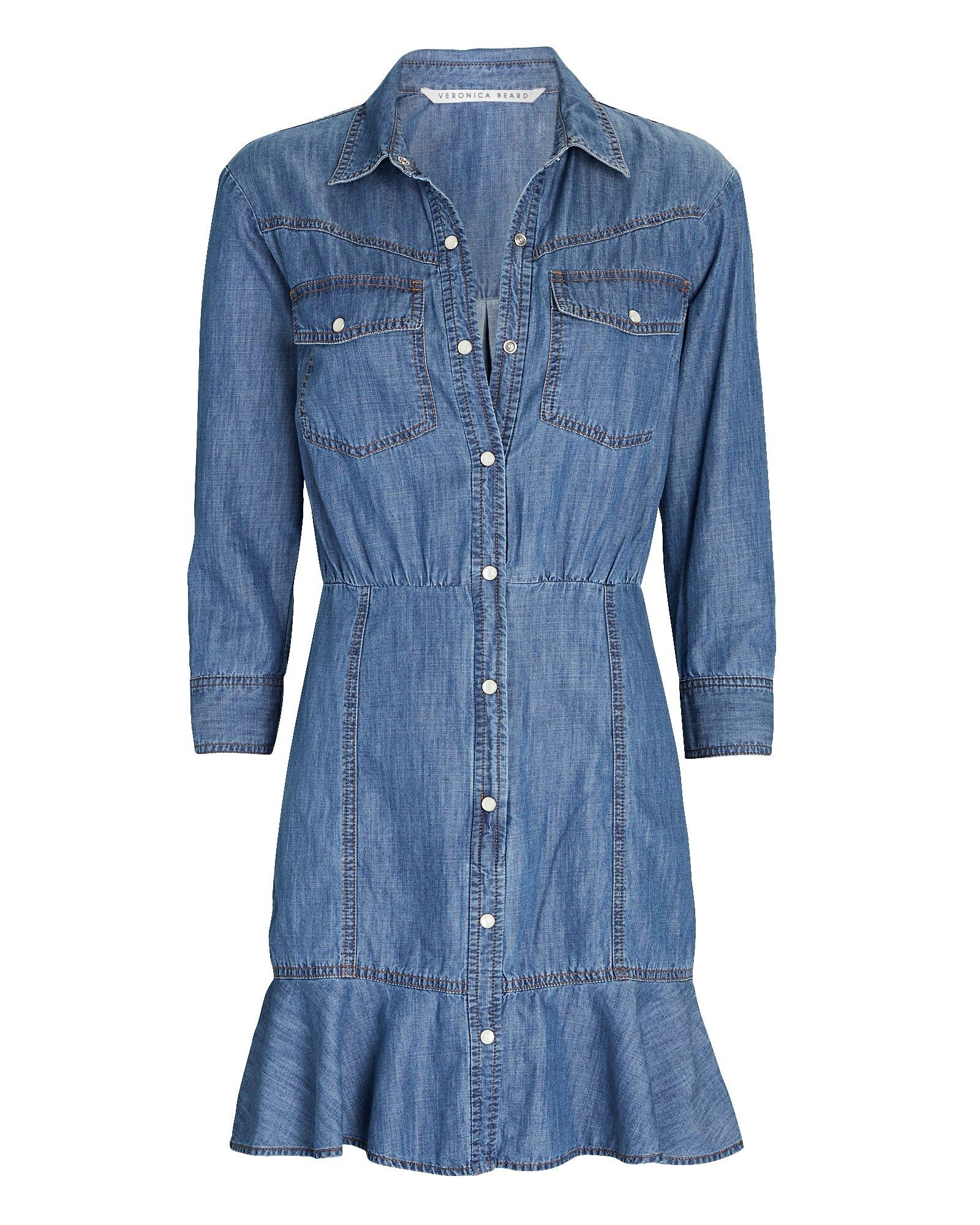 Veronica Beard Mura Chambray Mini Shirt Dress in Blue | Lyst