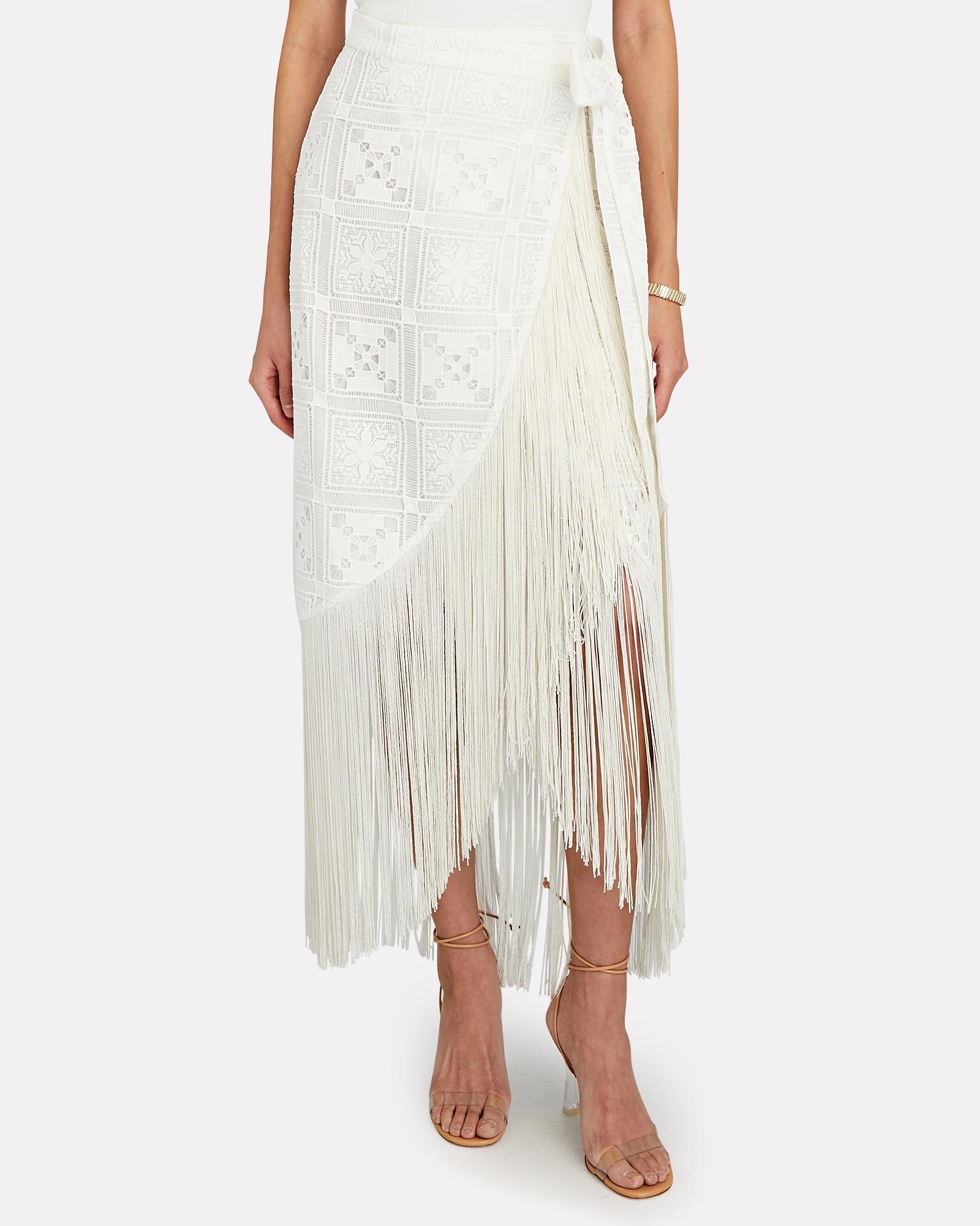 White tassel top wrap skirt