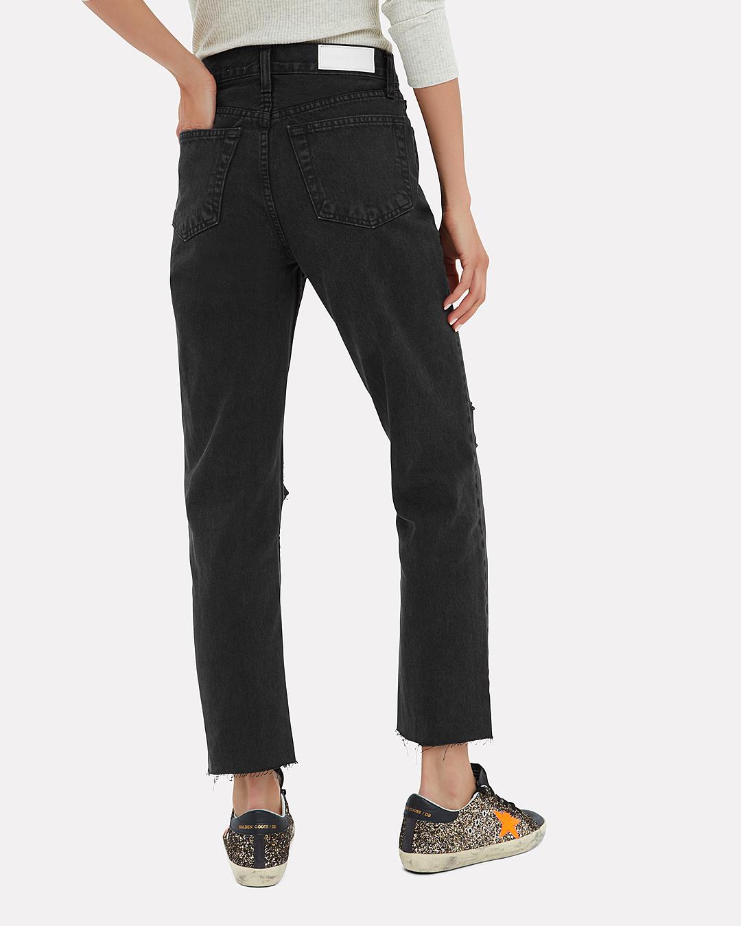 RE/DONE Denim Black Originals Stove Pipe Ripped Jeans - Lyst