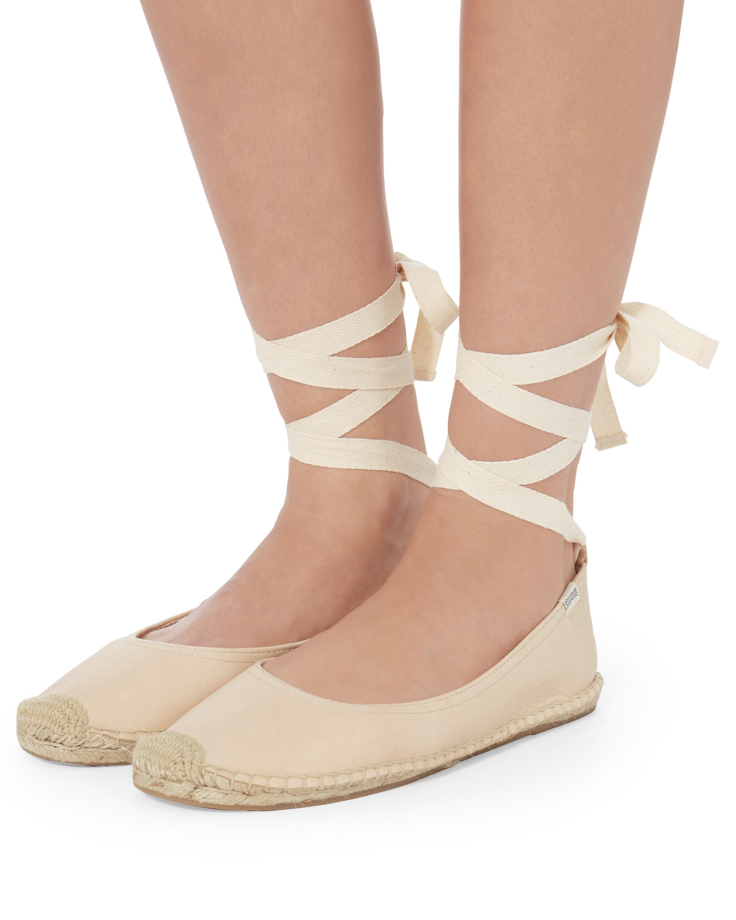 Soludos Ballet Tie Up Espadrille Flats in Nude (Natural) - Lyst