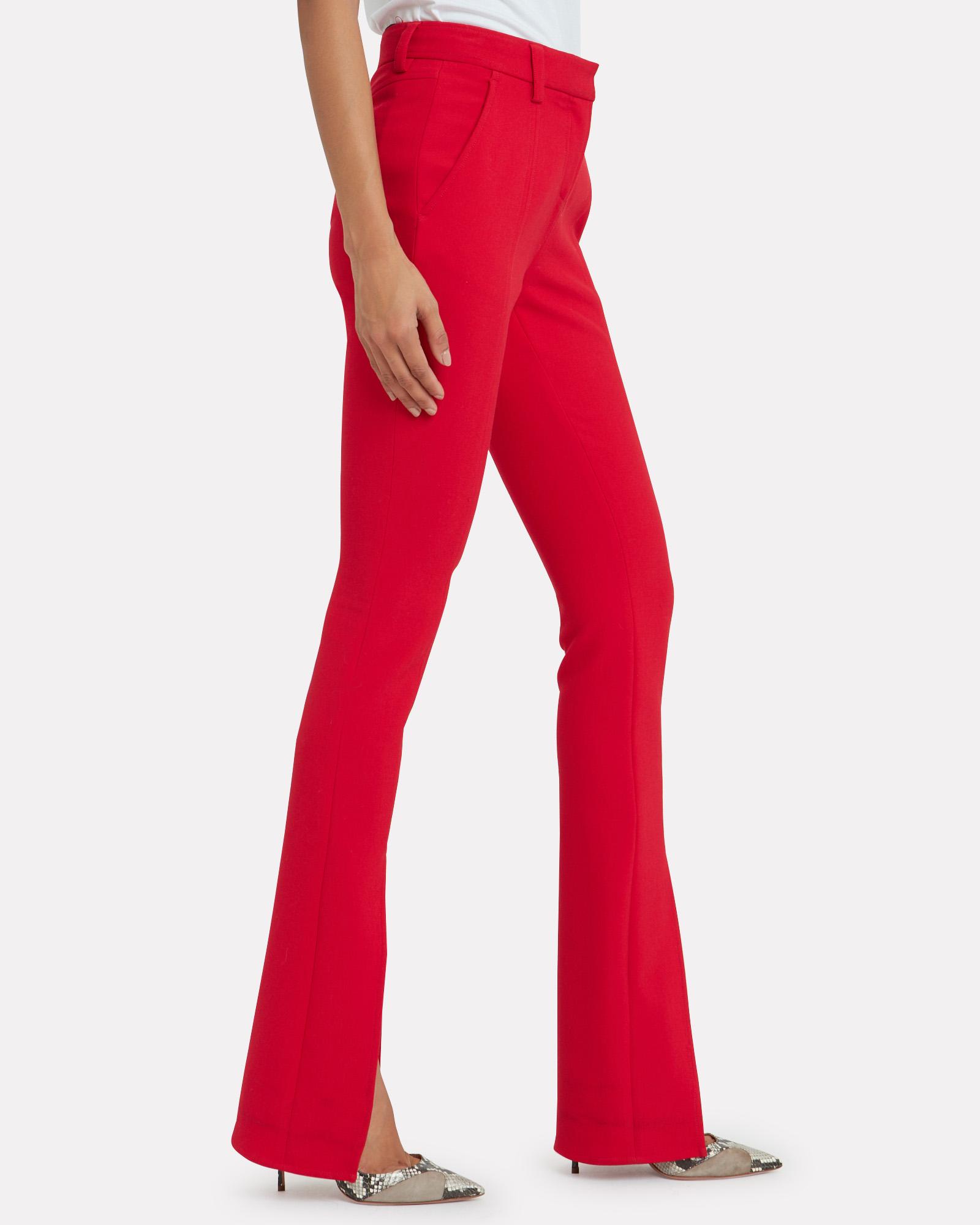 red stretch trousers