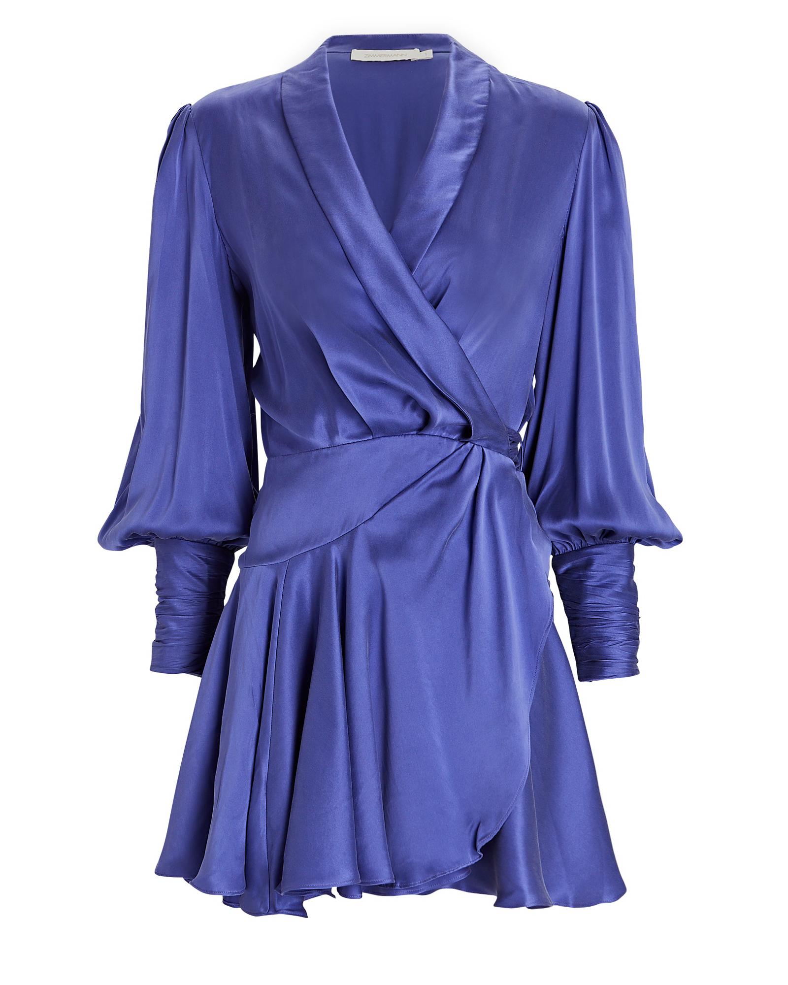 Zimmermann Silk-satin Mini Wrap Dress in Purple | Lyst
