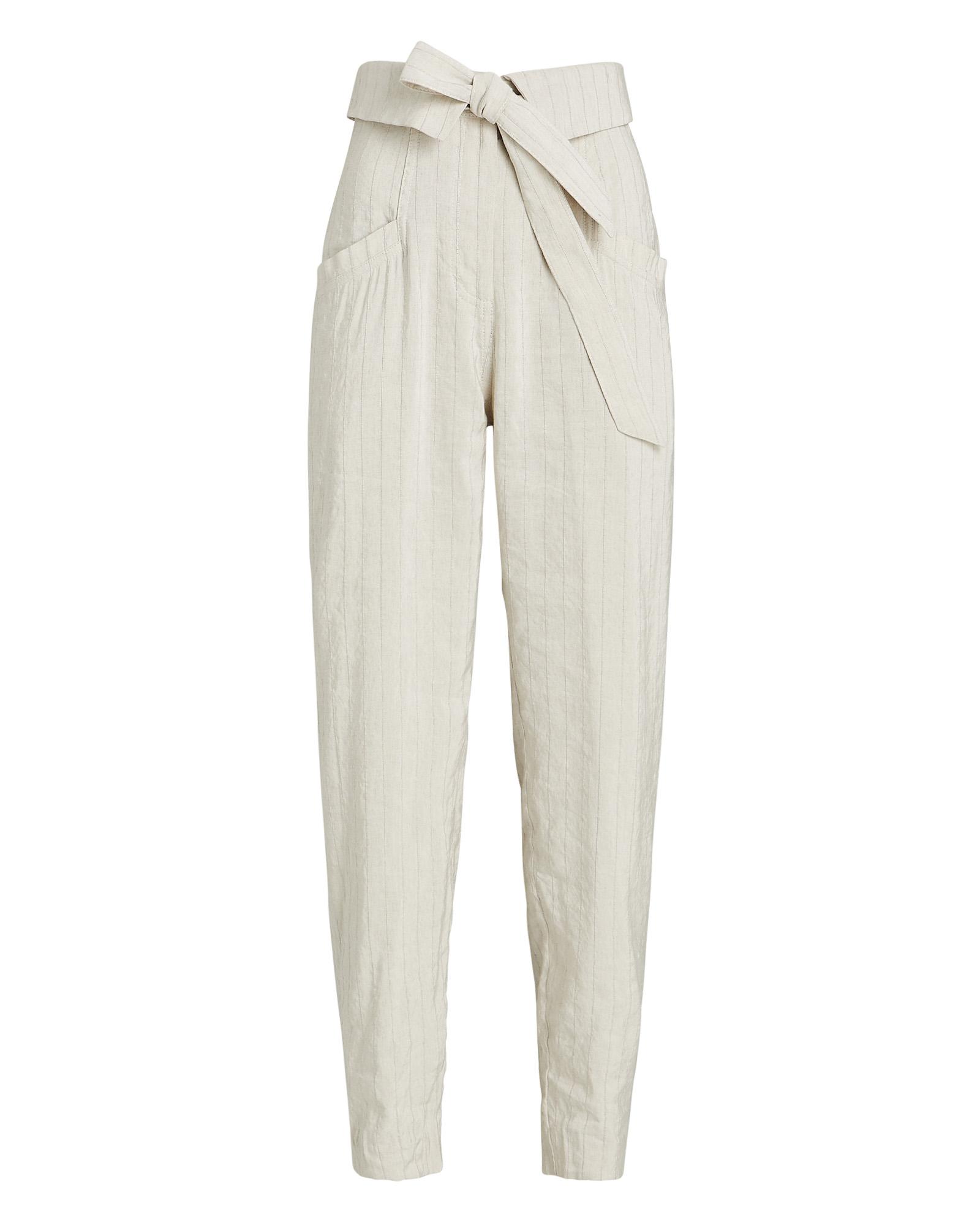 Jonathan Simkhai Penny Belted Tapered Trousers in Natural | Lyst