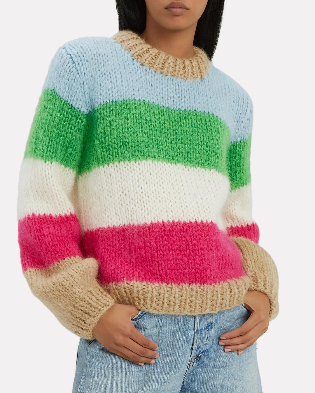 Ganni Wool Julliard Colorblock Striped Sweater in Green - Lyst