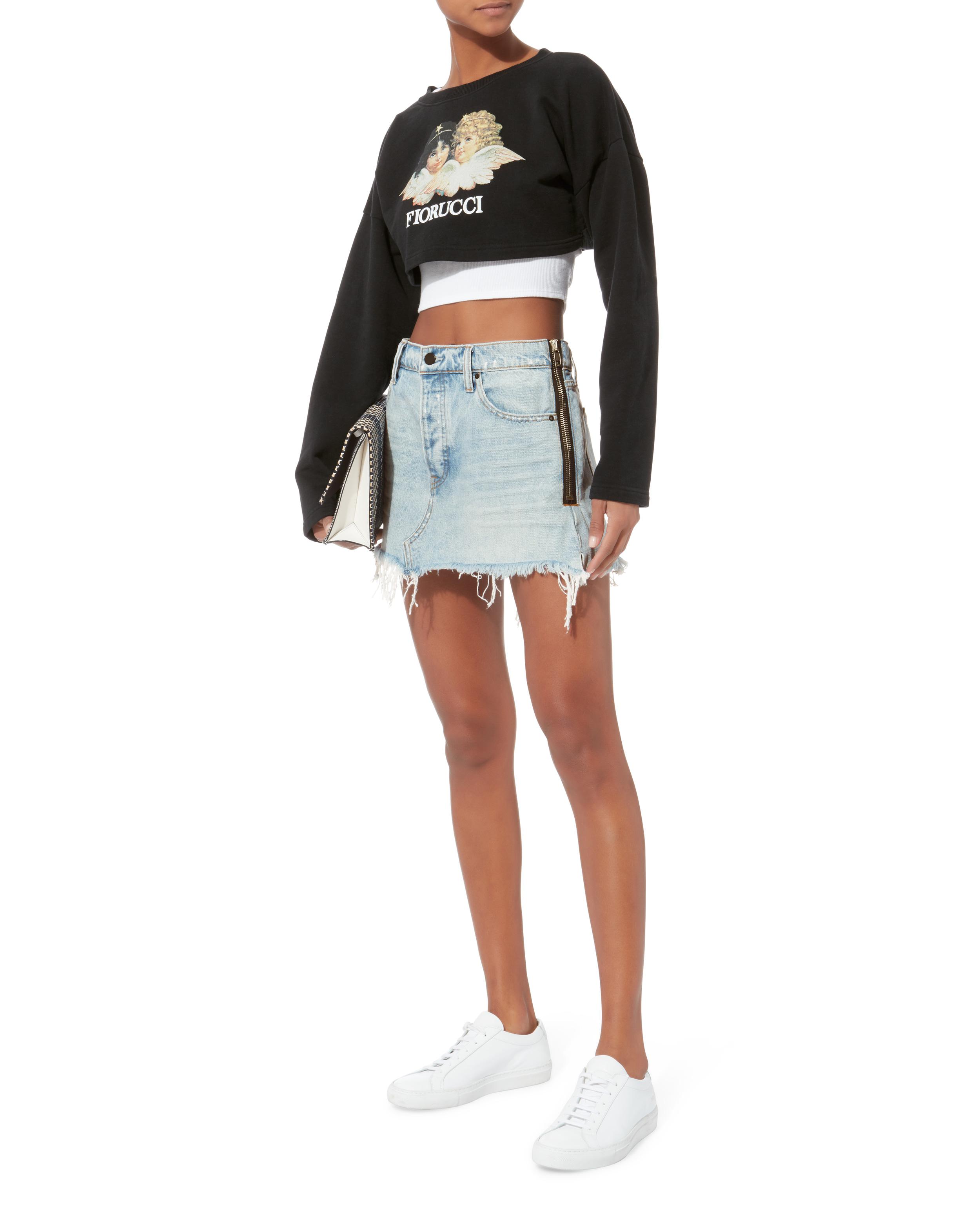 denim mini skirt zipper