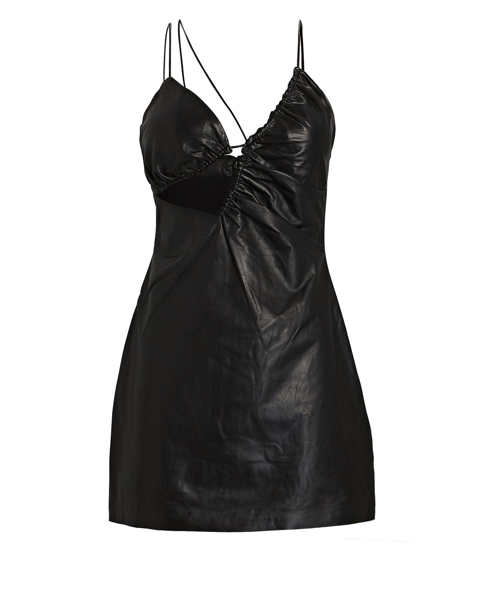 Lamarque Nadia Cut-out Leather Mini Dress in Black | Lyst