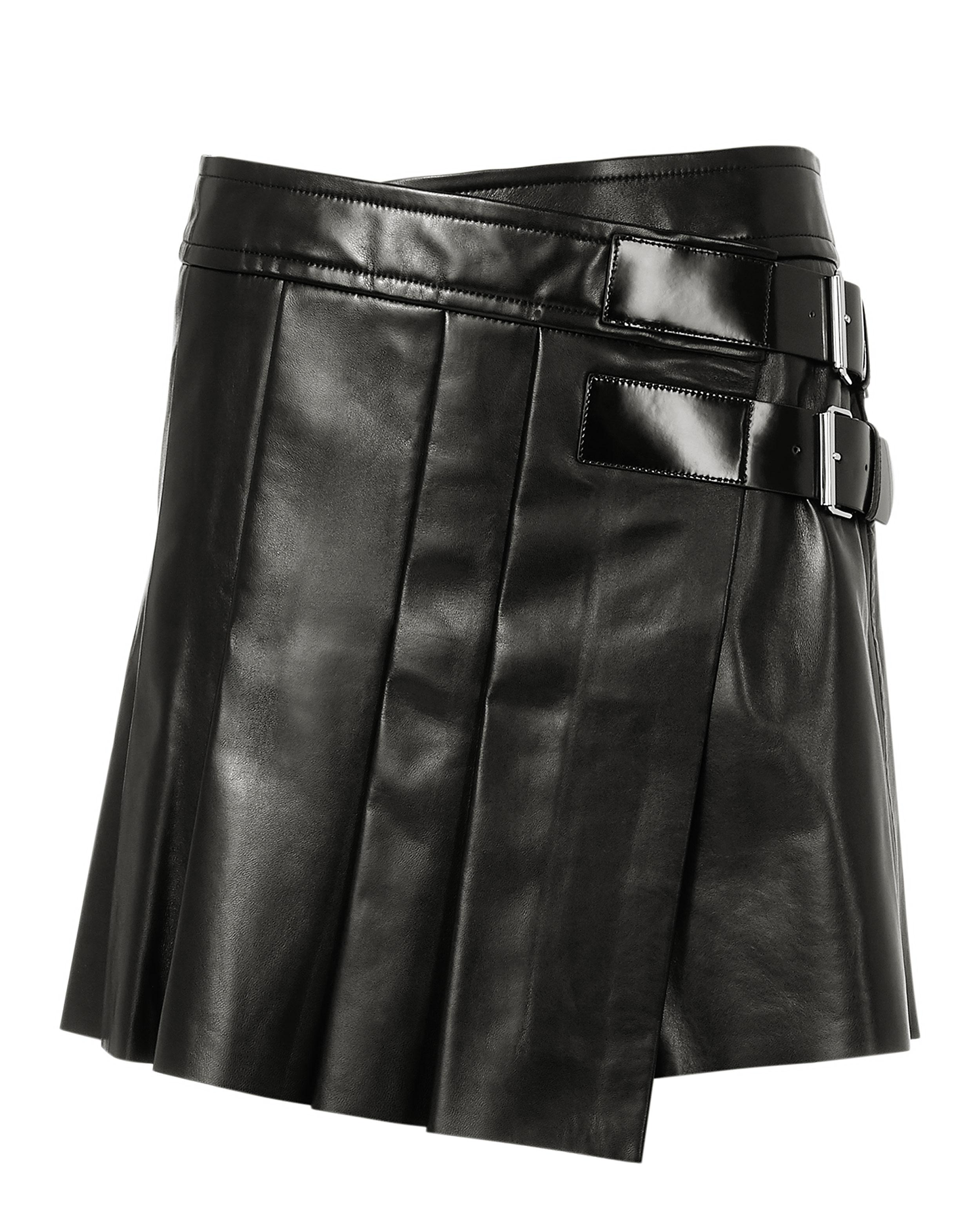 Lyst Helmut Lang Leather Buckle Pleated Skirt in Black