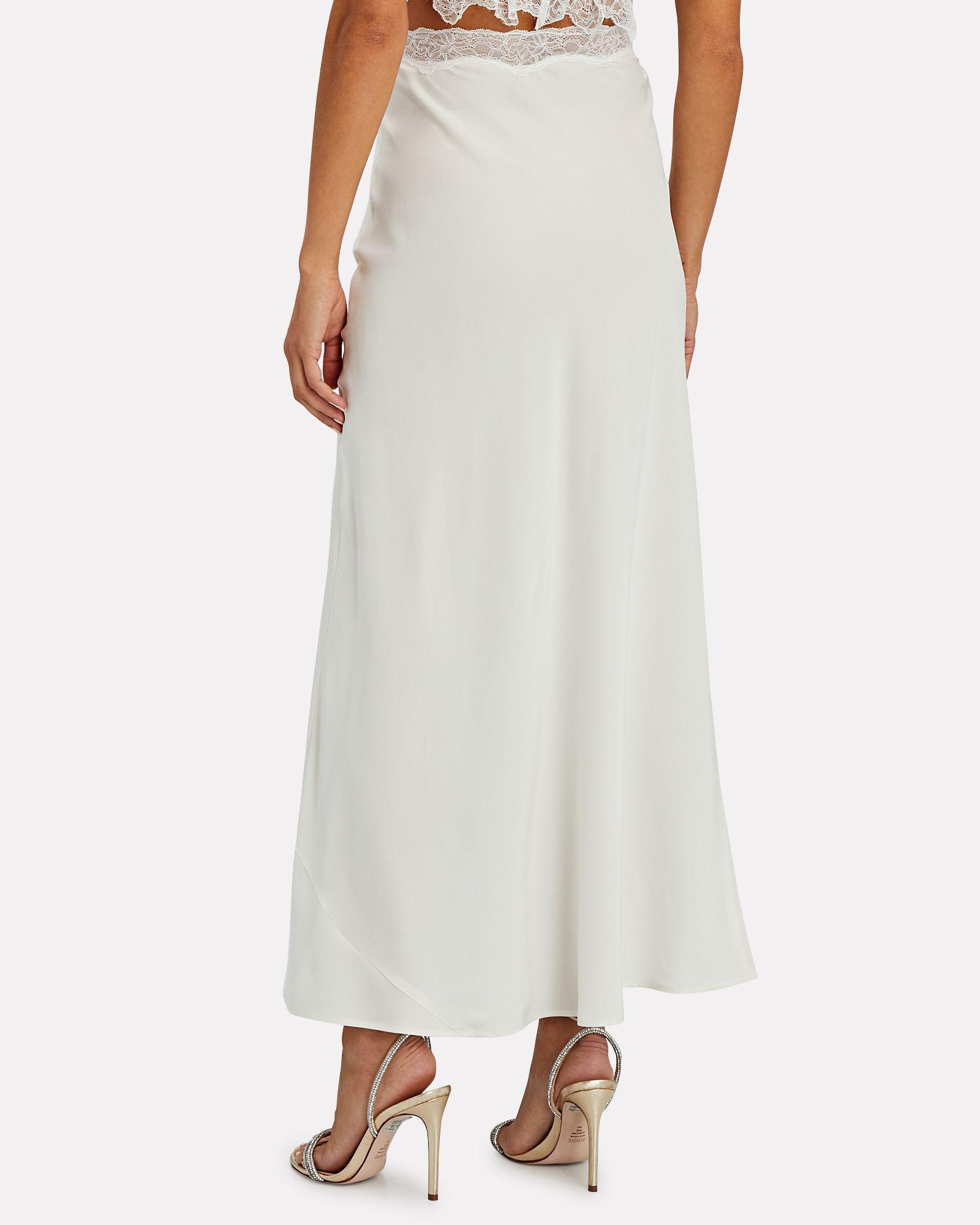 Silk skirt top with lace trim