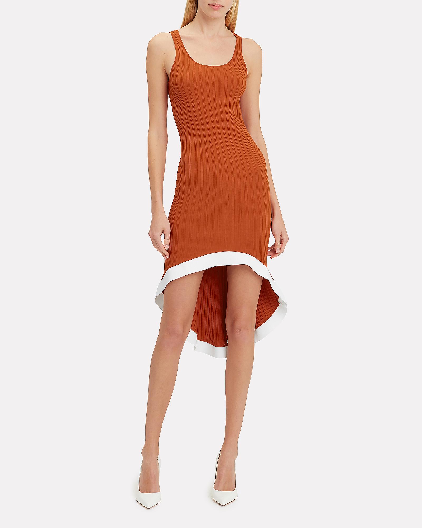 rust ribbed dress