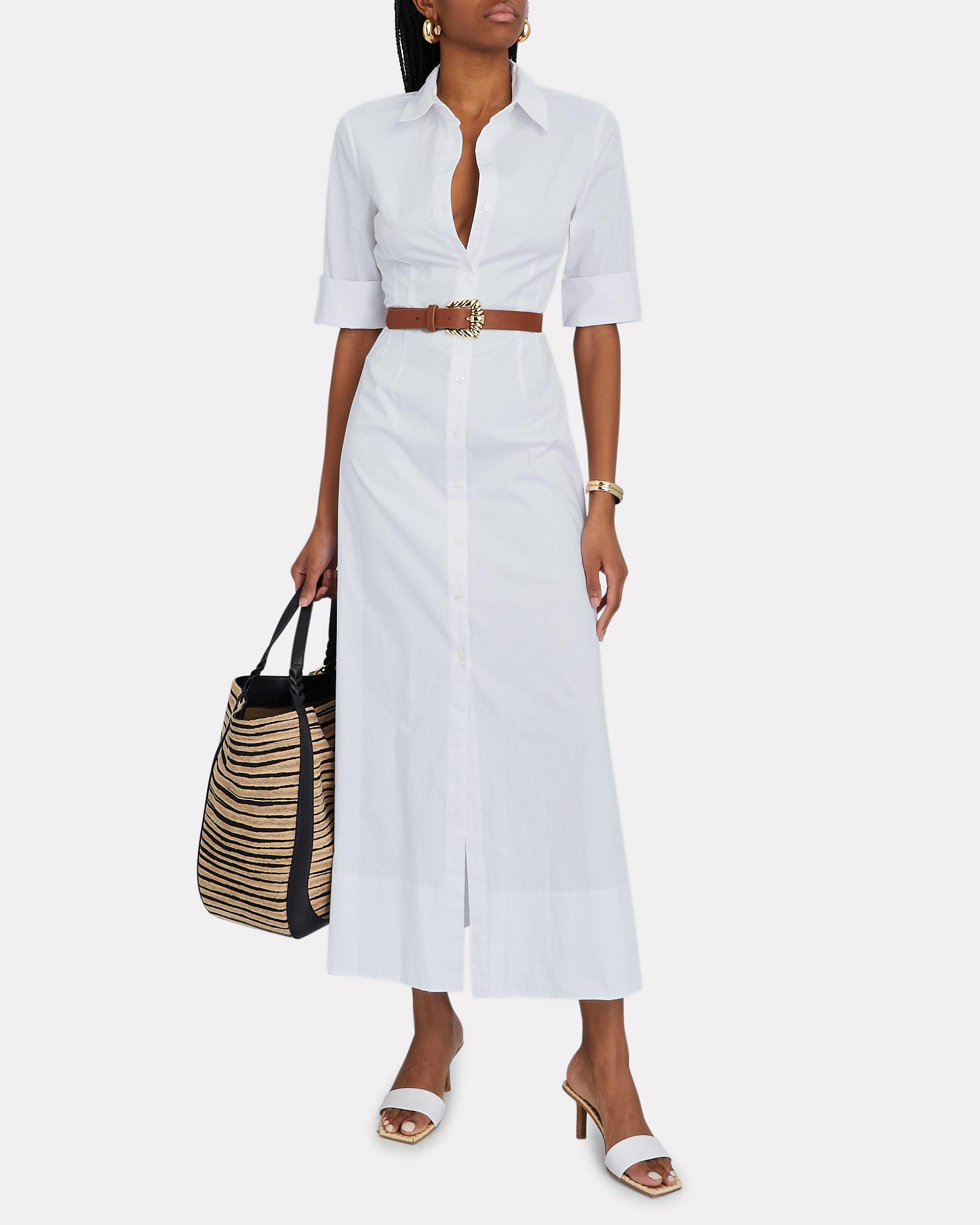STAUD Joan Poplin Maxi Shirt Dress in White | Lyst
