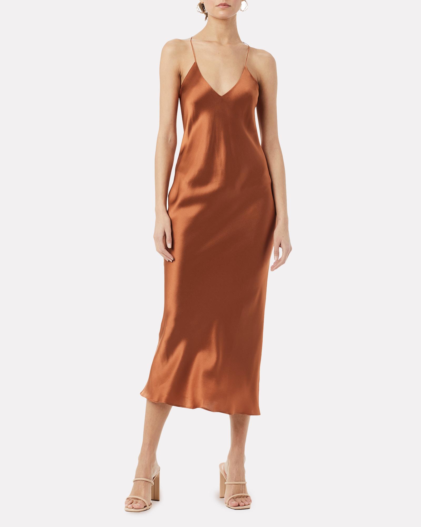 Alix NYC Lewis Silk Slip Dress in Brown - Lyst