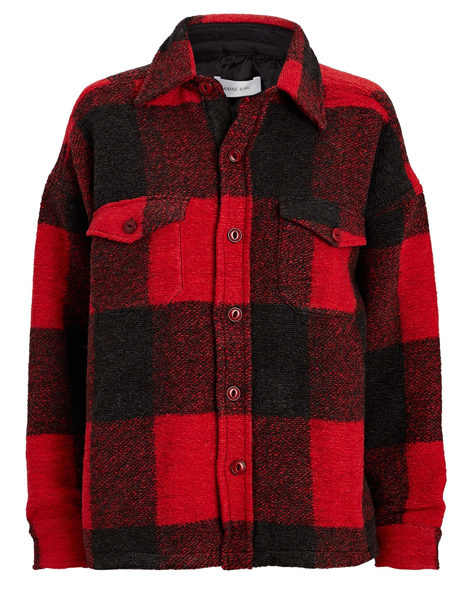 Anine Bing Bobbi Buffalo Check Flannel Jacket in Red - Lyst