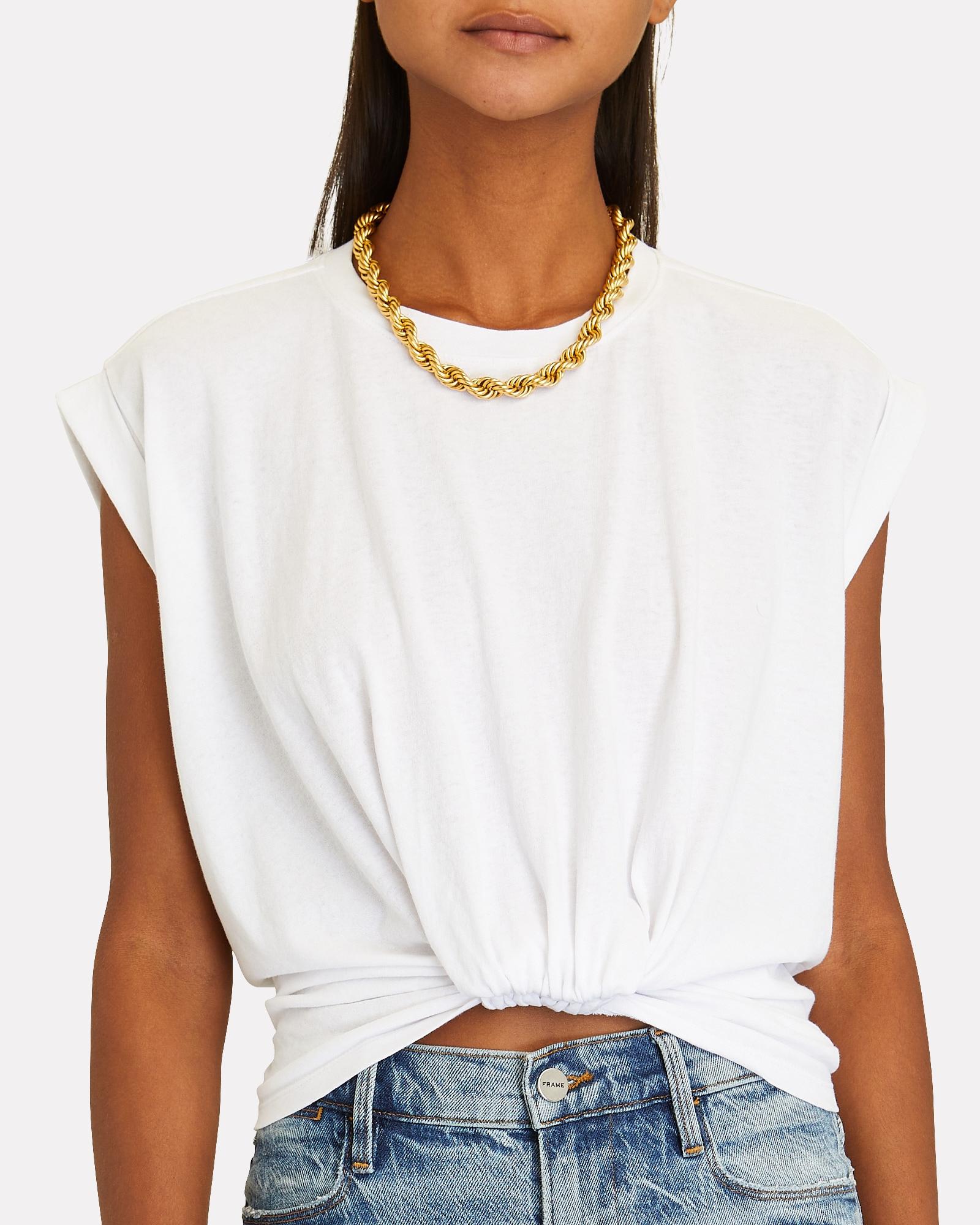 white t shirt with knot