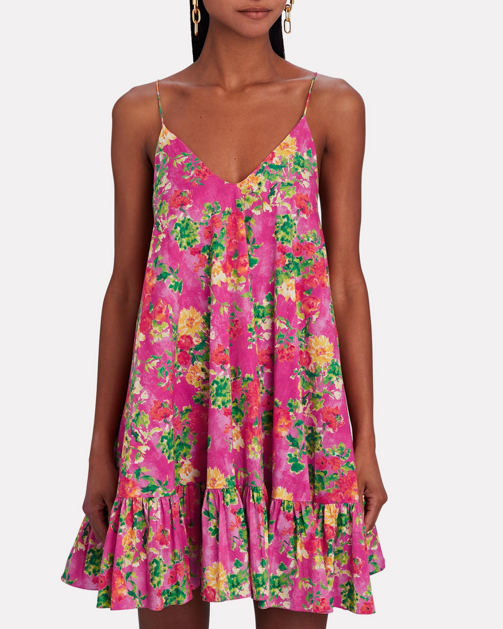 Caroline Constas Laurel Ruffled Floral Mini Dress in Pink | Lyst