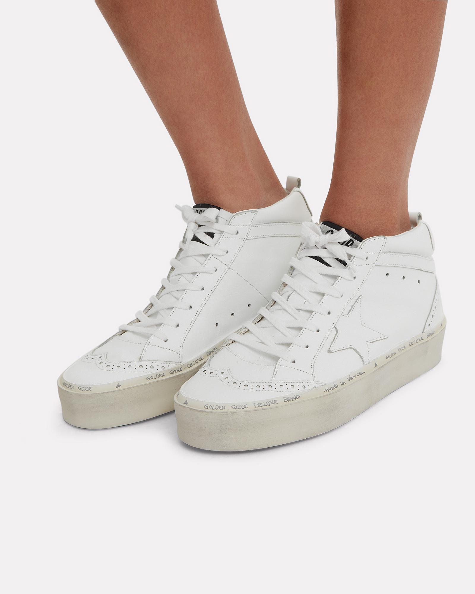 Golden Goose Deluxe Brand Hi Mid Star White Leather Platform Sneakers